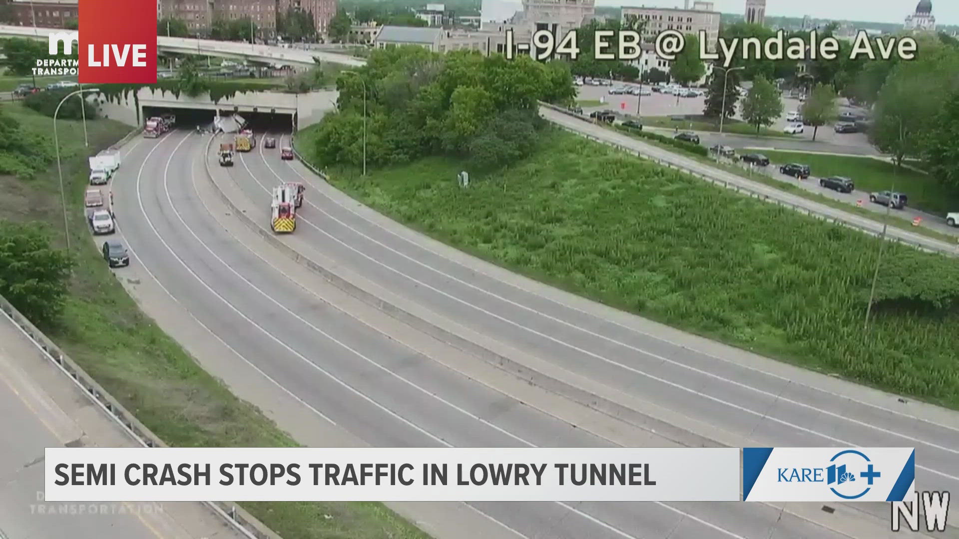 Contents of the semi-trailer spilled across both directions of I-94, creating a potentially hazardous situation for motorists. 