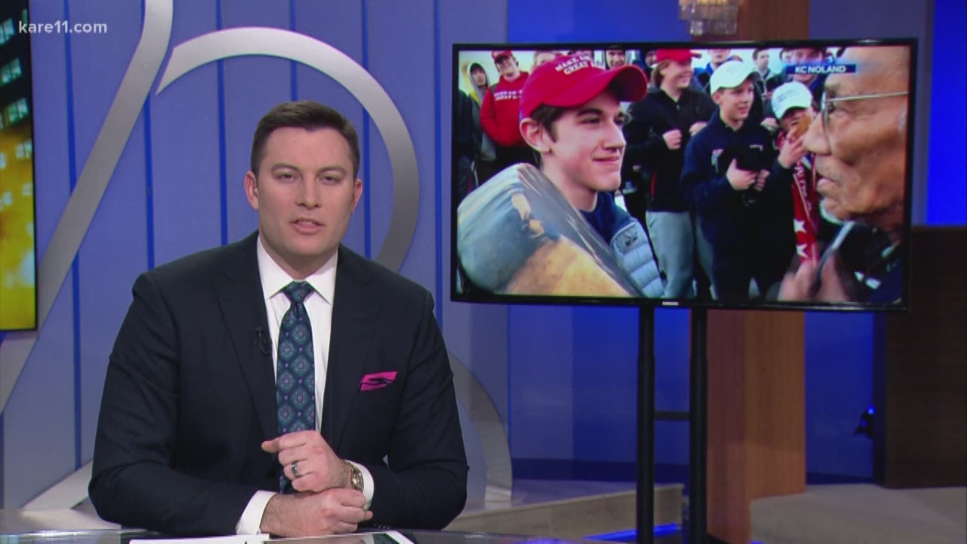 A video of a student wearing a MAGA hat and Native American elder beating a drum has gone viral. https://kare11.tv/2FO1D0d