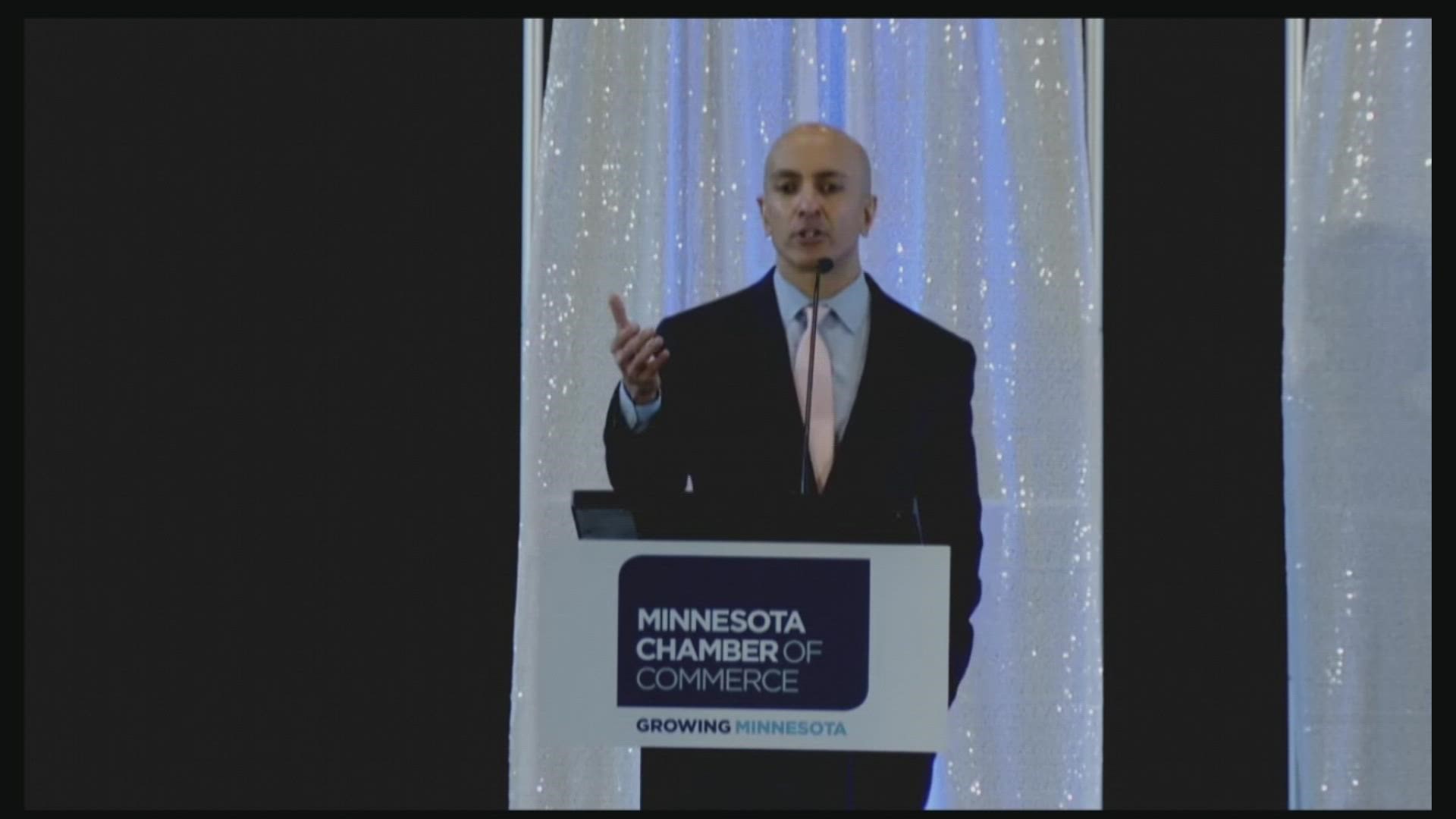 Neel Kashkari appeared at the Minnesota Chamber of Commerce annual event to talk about actions the Fed is taking to get inflation under control.