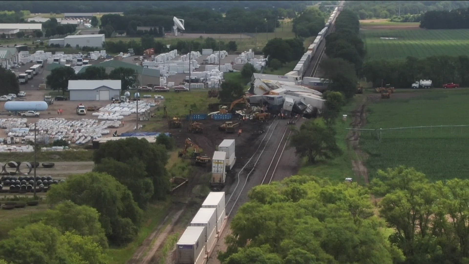 The Sherburne County Sheriff's Office said a BNSF train derailed around 3:15 Saturday morning, impacting 15 cars and closing area roads.