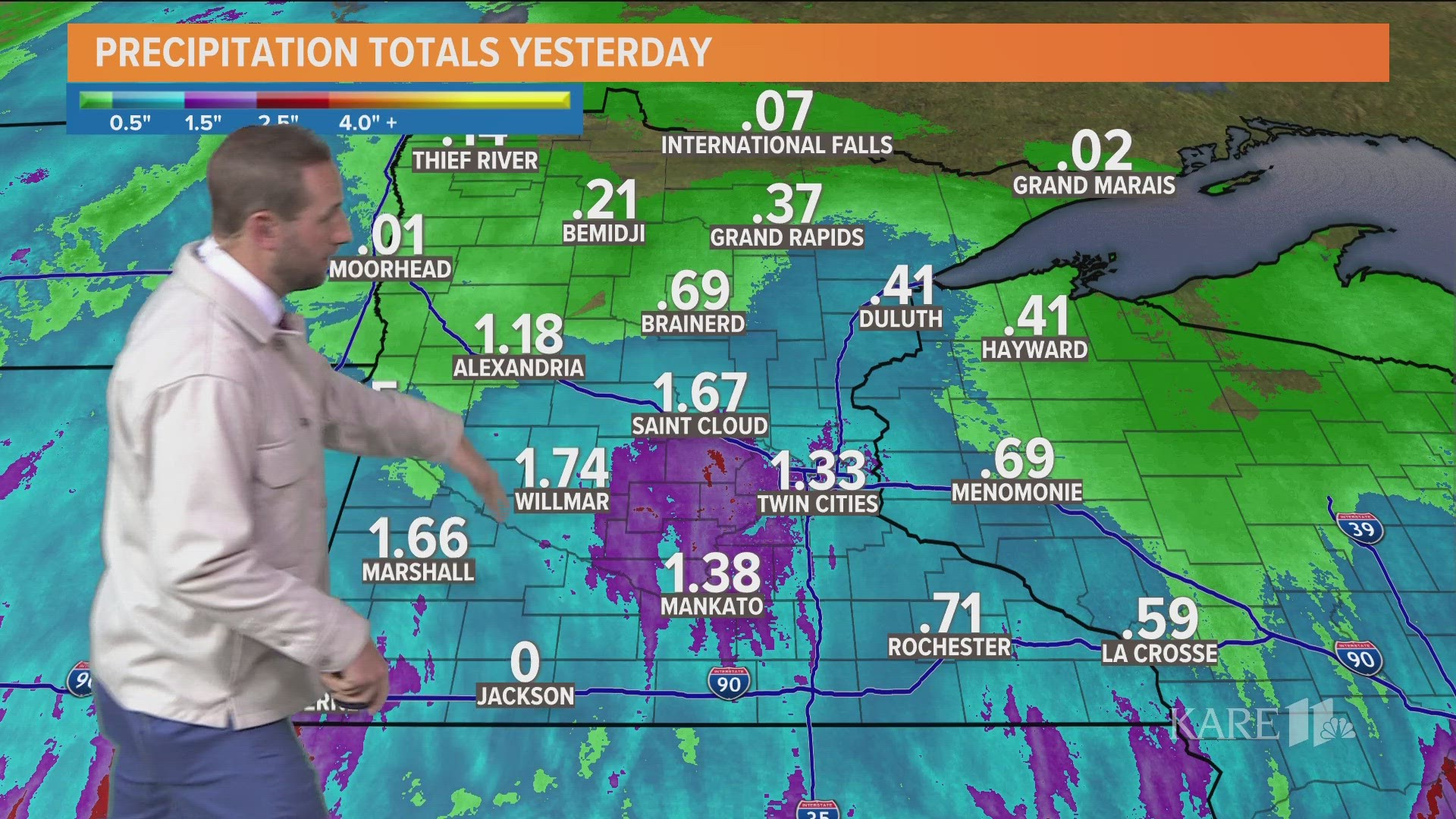 The Twin Cities metro received 1.3 inches of rainfall during Tuesday's and Wednesday's showers.