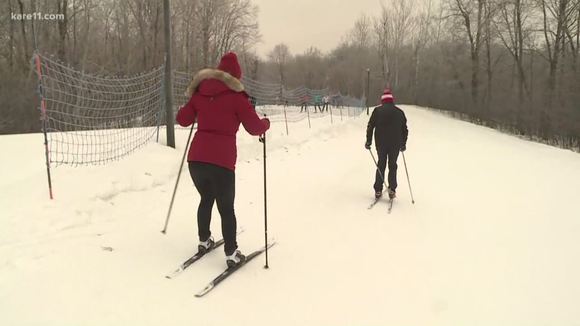 KARE 11's Sharon Yoo gave skiing a try during The Minnesota Nordic Ski Opener held at Elm Creek Park Reserve.