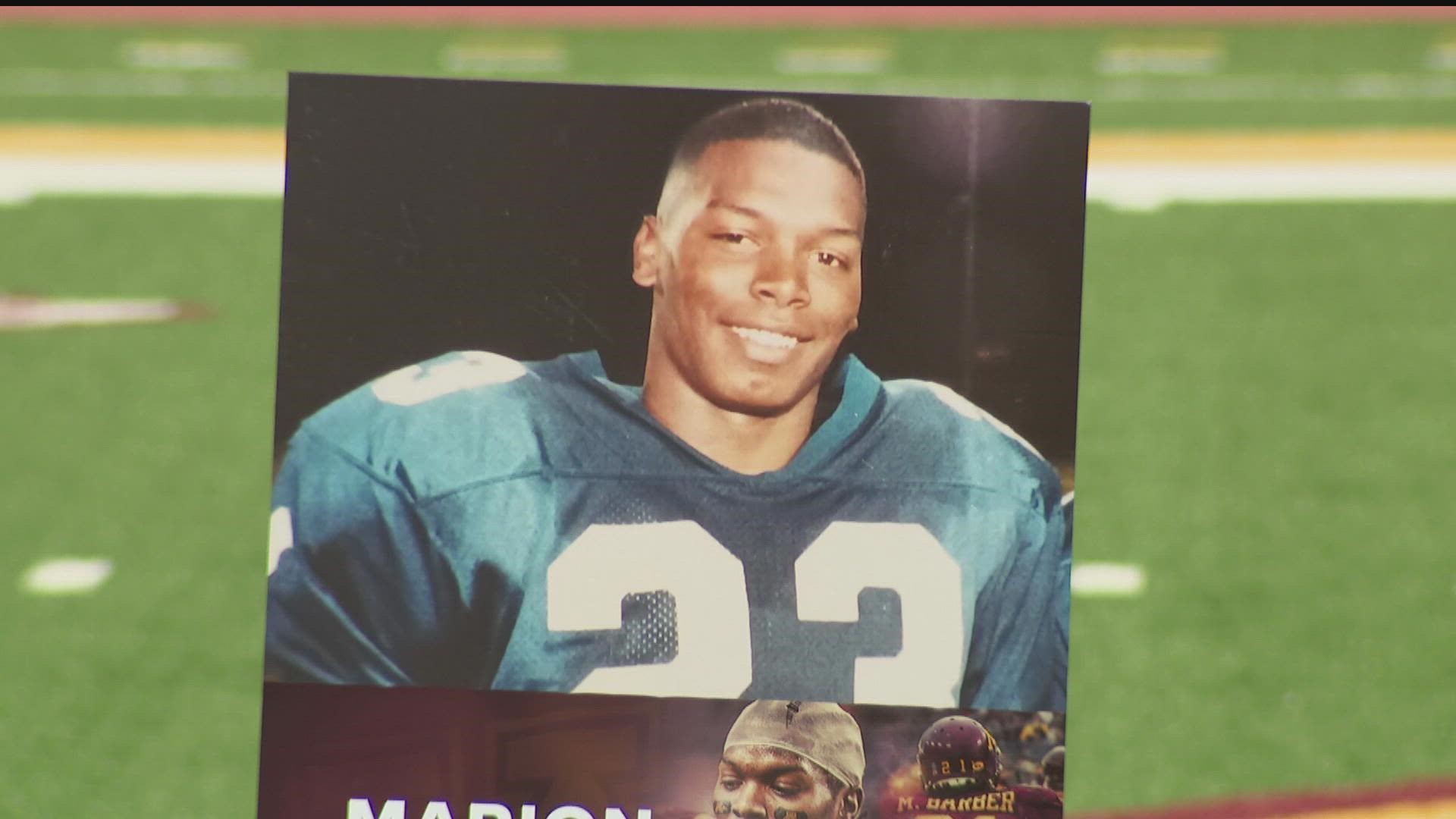 Teammates, coaches gather to celebrate life of Marion Barber III