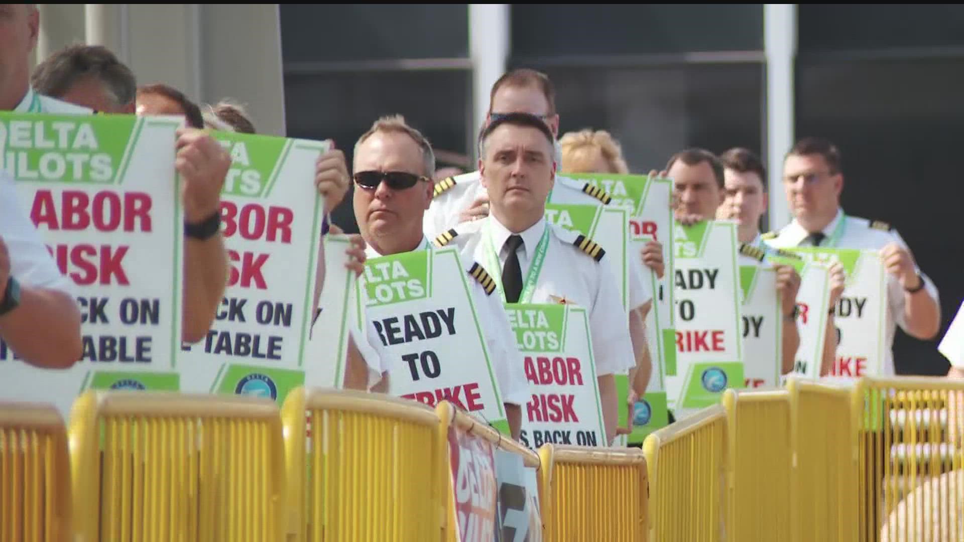 The union representing Delta pilots says they're looking for pay improvements, better retirement benefits, job protections and changes to pilot schedules.