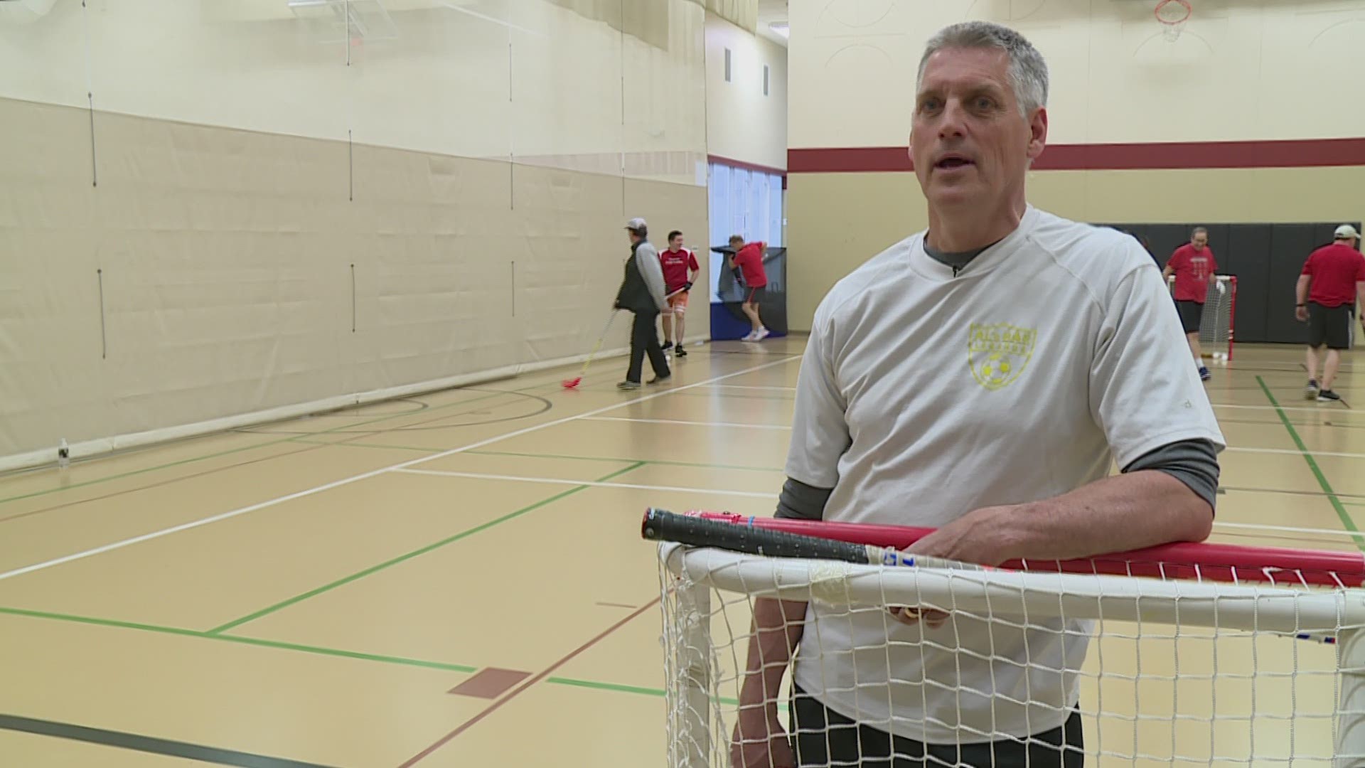 Perk puts his skills to the test against a group that's been playing floor hockey for 36 years.