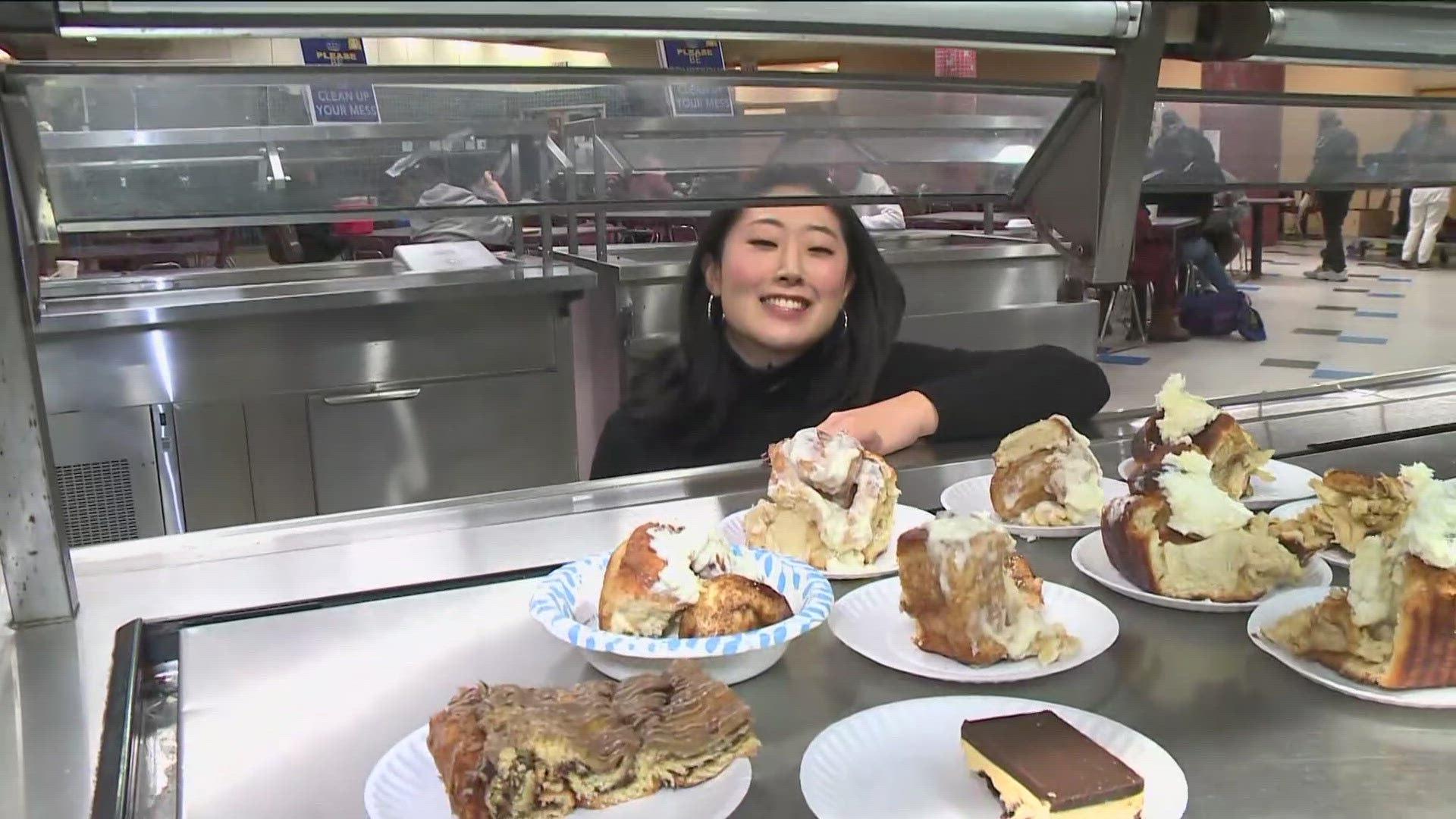 Volunteers are sharing food and warm clothes with people in need throughout the day on Thursday. 