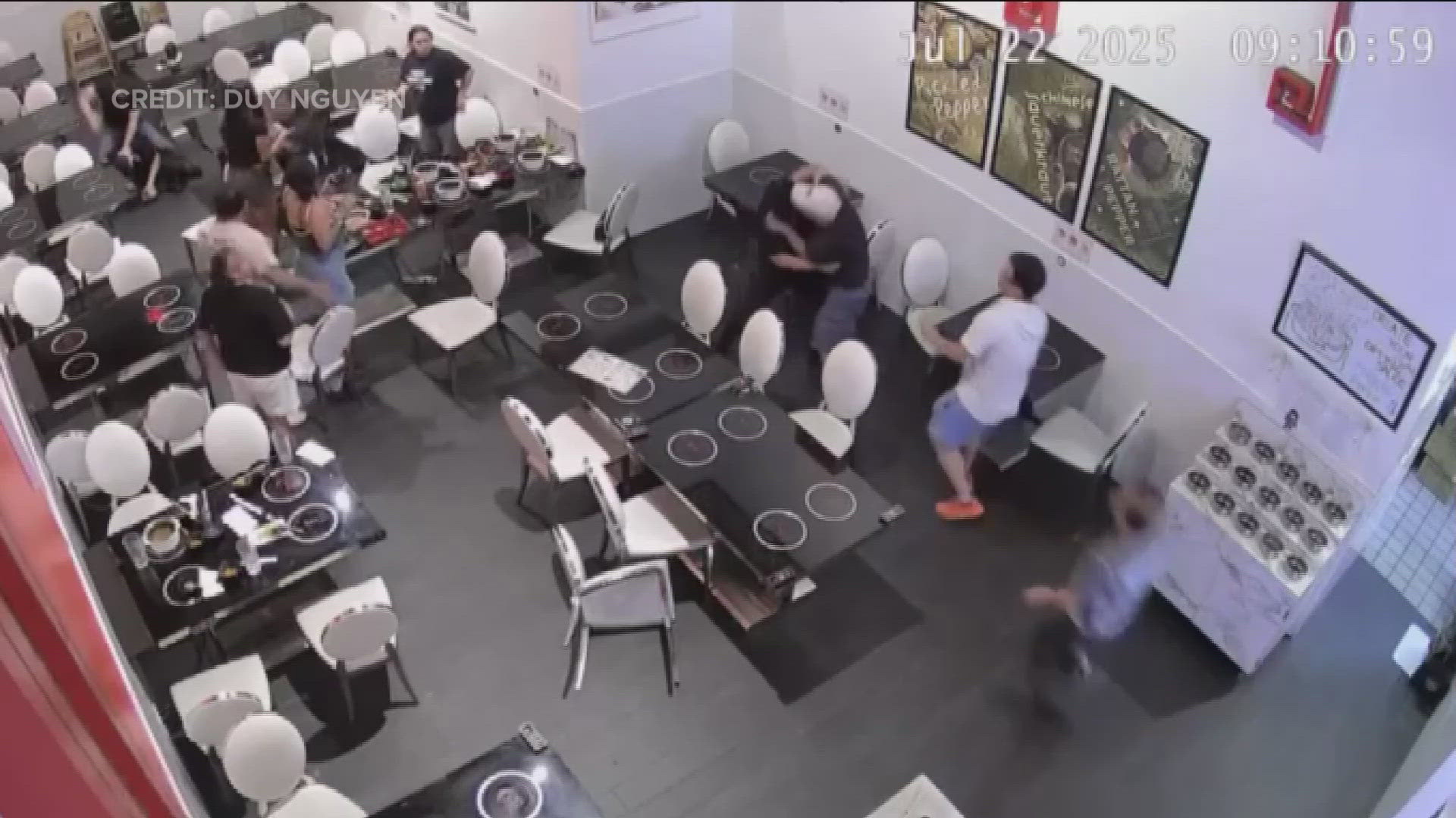 Video shows a Dinkytown business owner allegedly attacking another Dinkytown business owner, while customers are inside. 