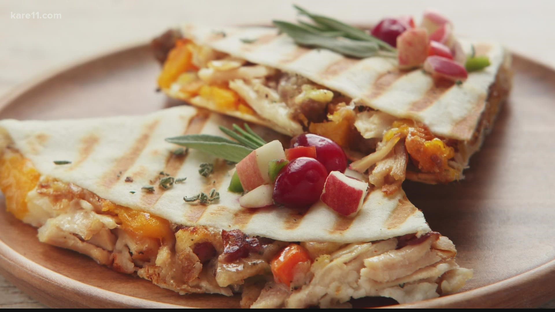 Using your Thanksgiving Day leftovers you can whip up some easy turkey quesadillas.