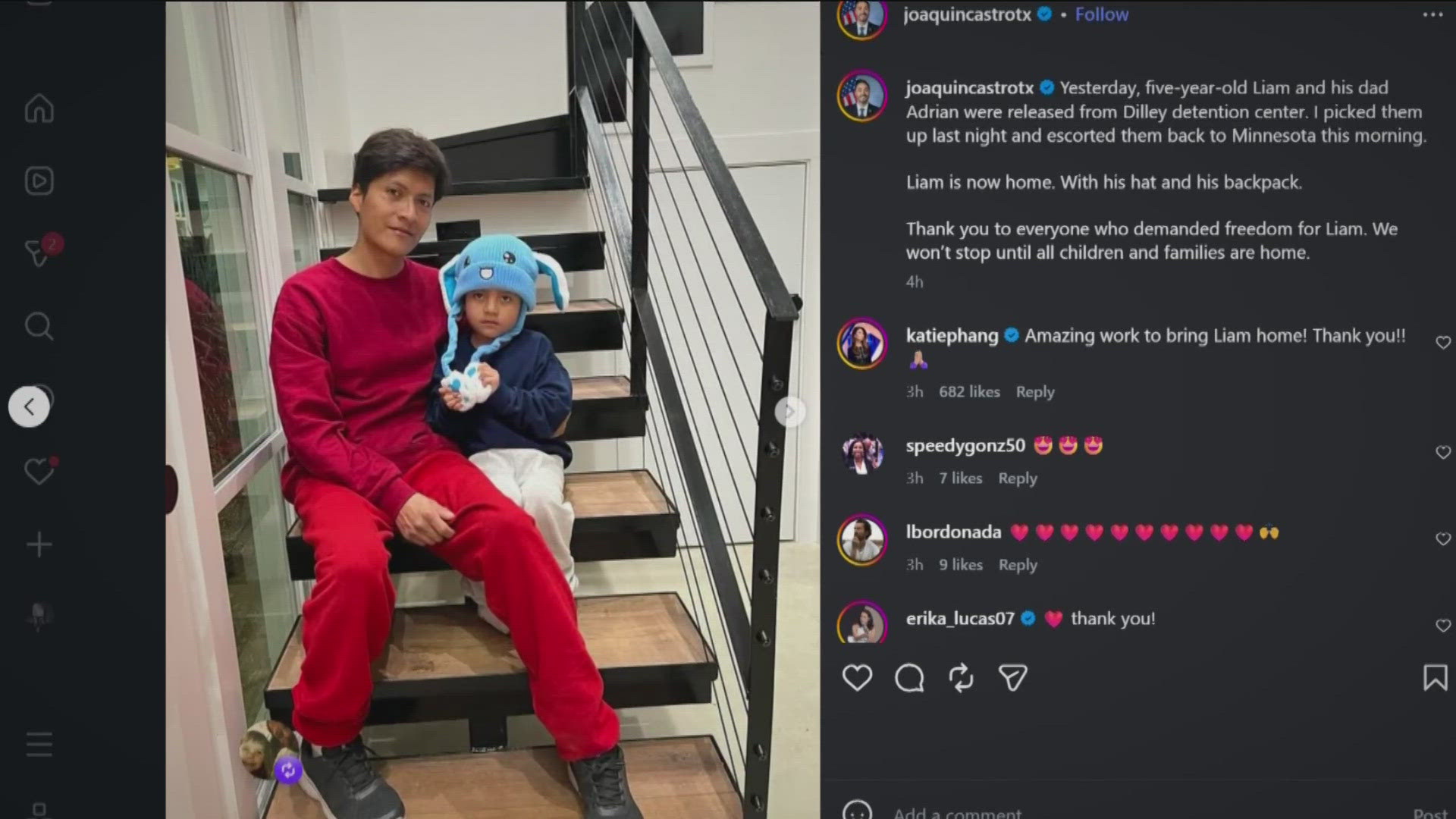 5-year-old Liam Ramos and his father return to Minnesota Sunday morning ...