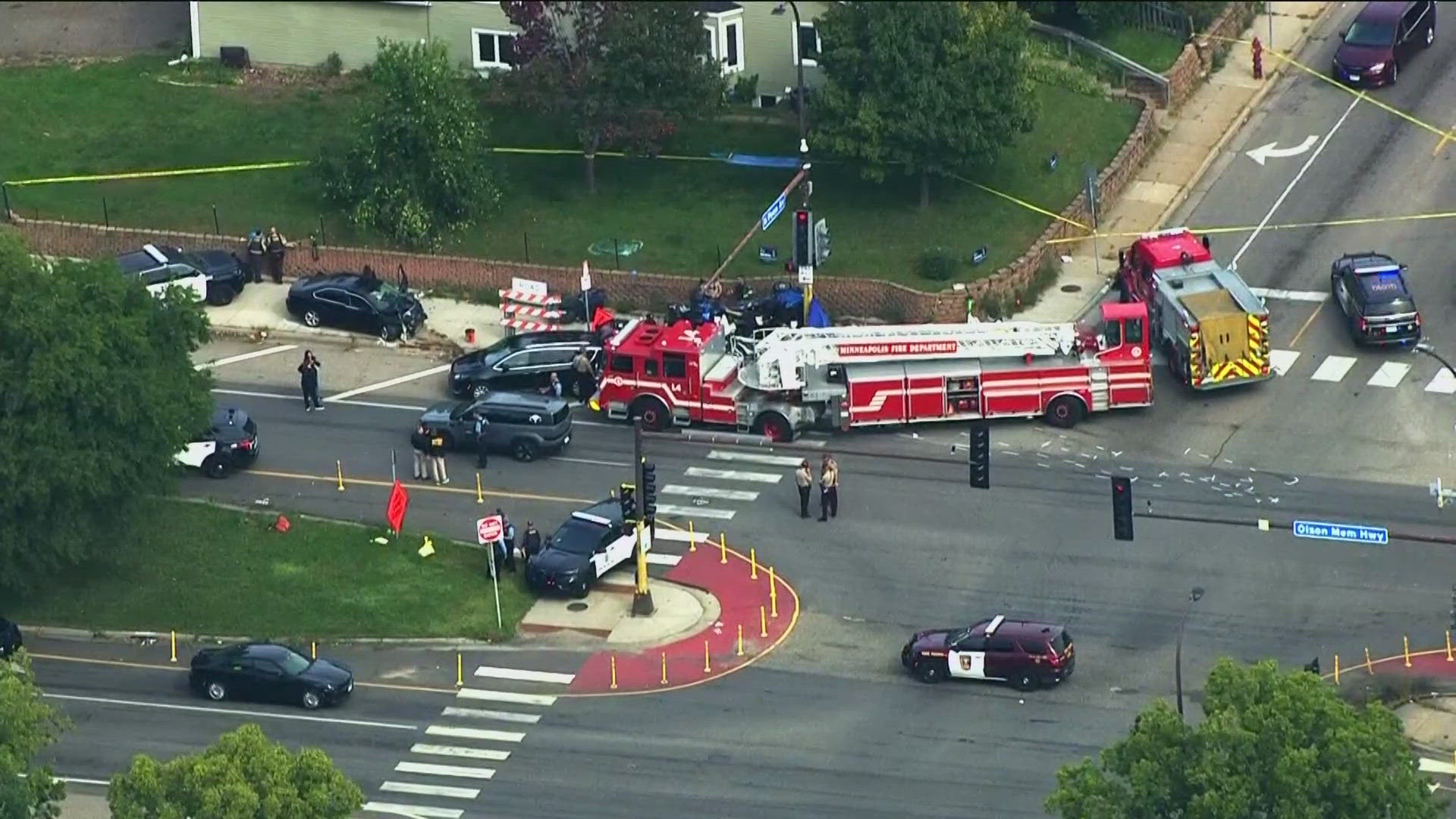 Minneapolis police confirm they were pursuing a man in a car when he crashed into another vehicle Thursday morning.