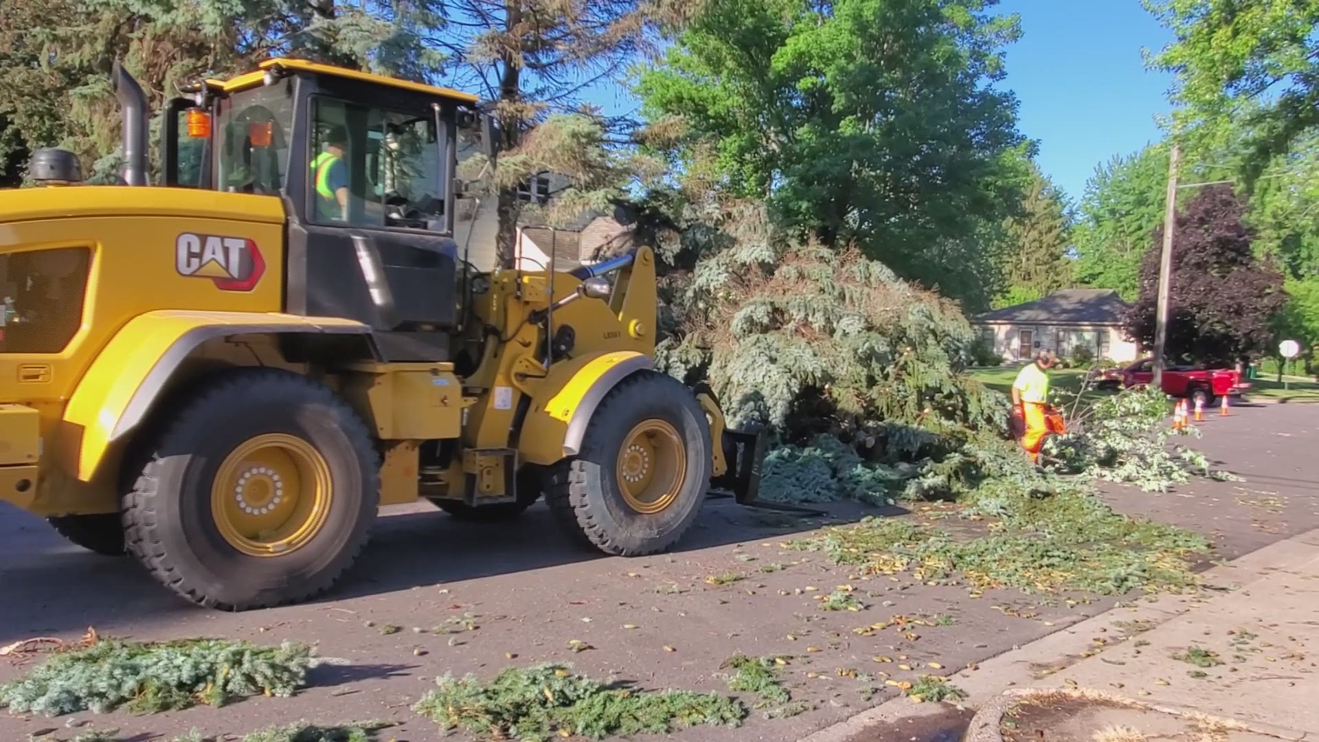 Residents and city crews in Robbinsdale are in serious cleanup mode after a storm system tore through on Friday, knocking down trees or ripping them from the ground.