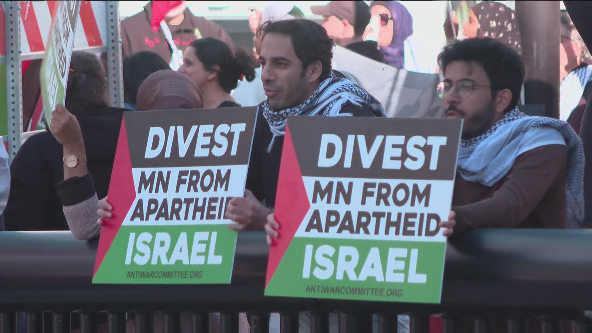 Minneapolis police arrested three adults and two juveniles following a protest of a former Israeli prime minister who gave a speech in downtown Minneapolis.