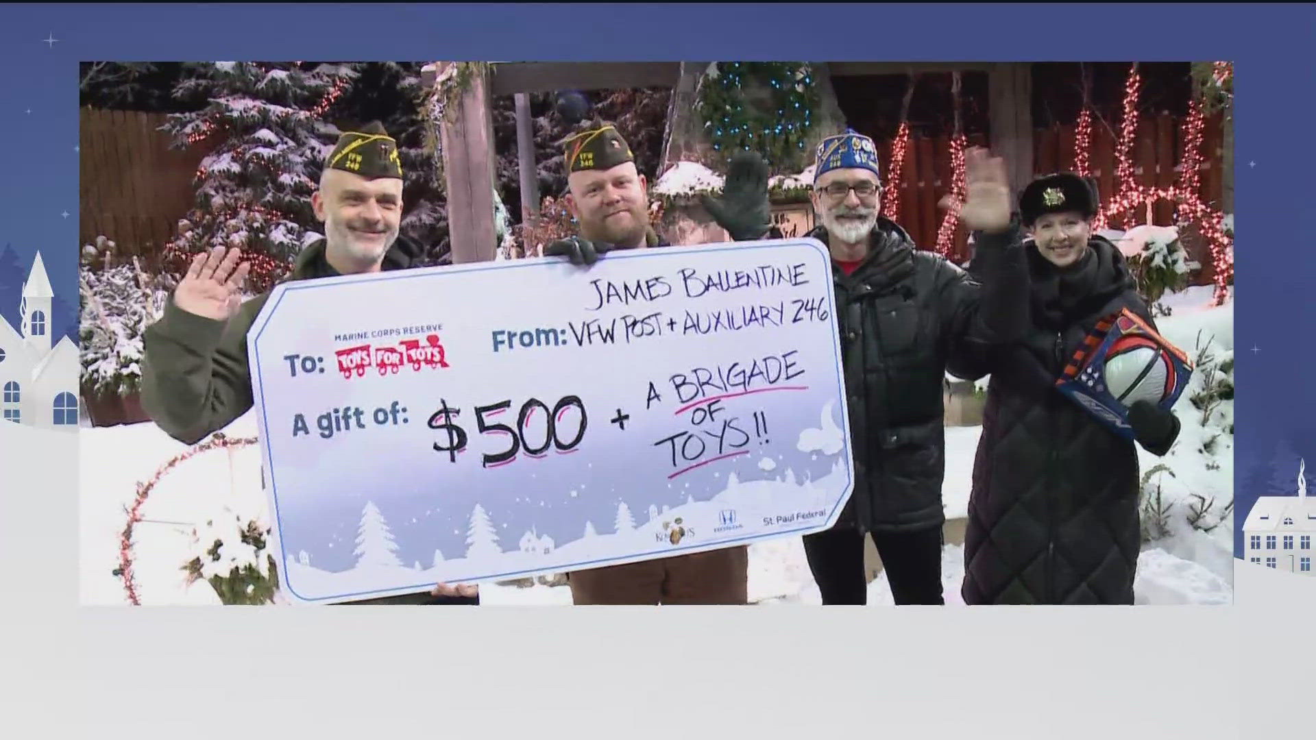 James Ballentine VFW Post and Auxiliary 246 joins KARE 11 in support of Toys for Tots. 