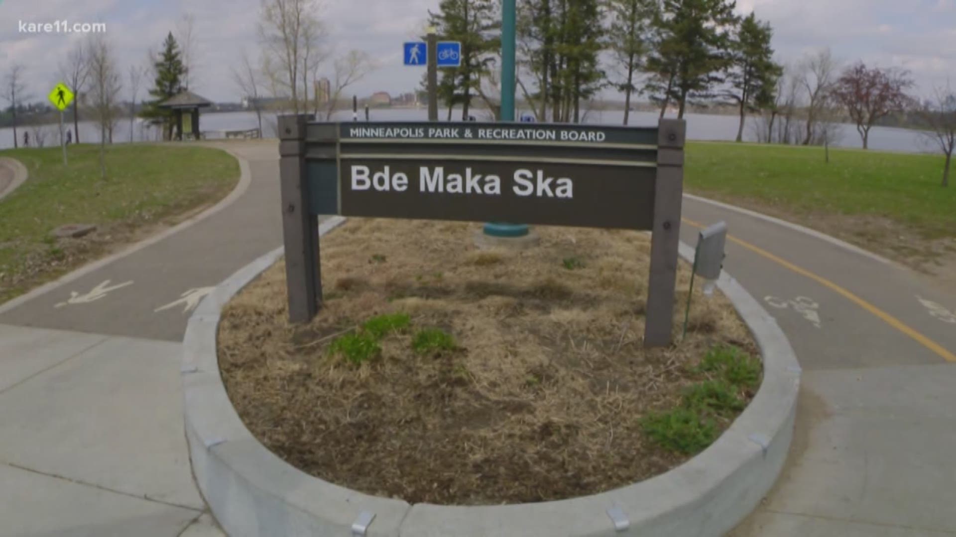 The name on the seven signs surrounding the lake has been changed twice.