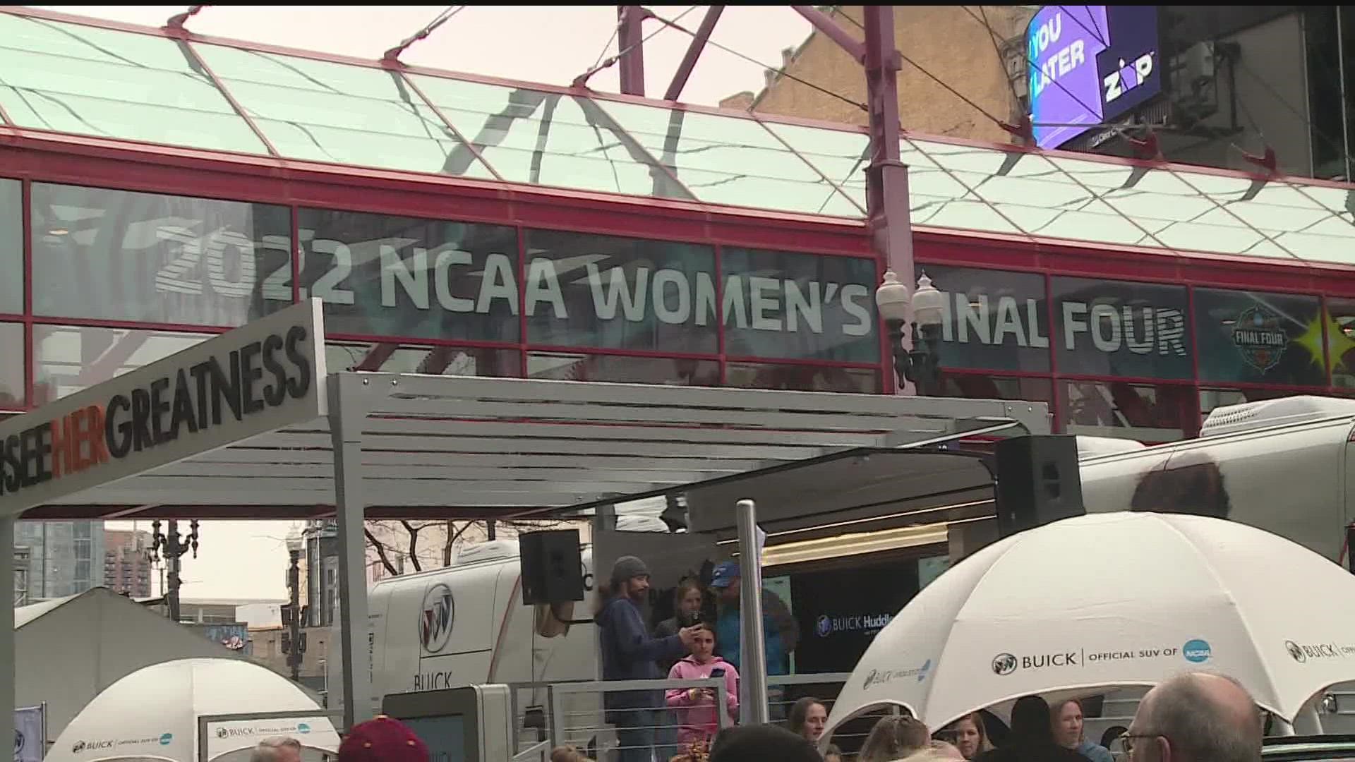 Fans of all ages congregated in downtown Minneapolis to take in some of the festivities tied to the NCAA Women's Final Four.