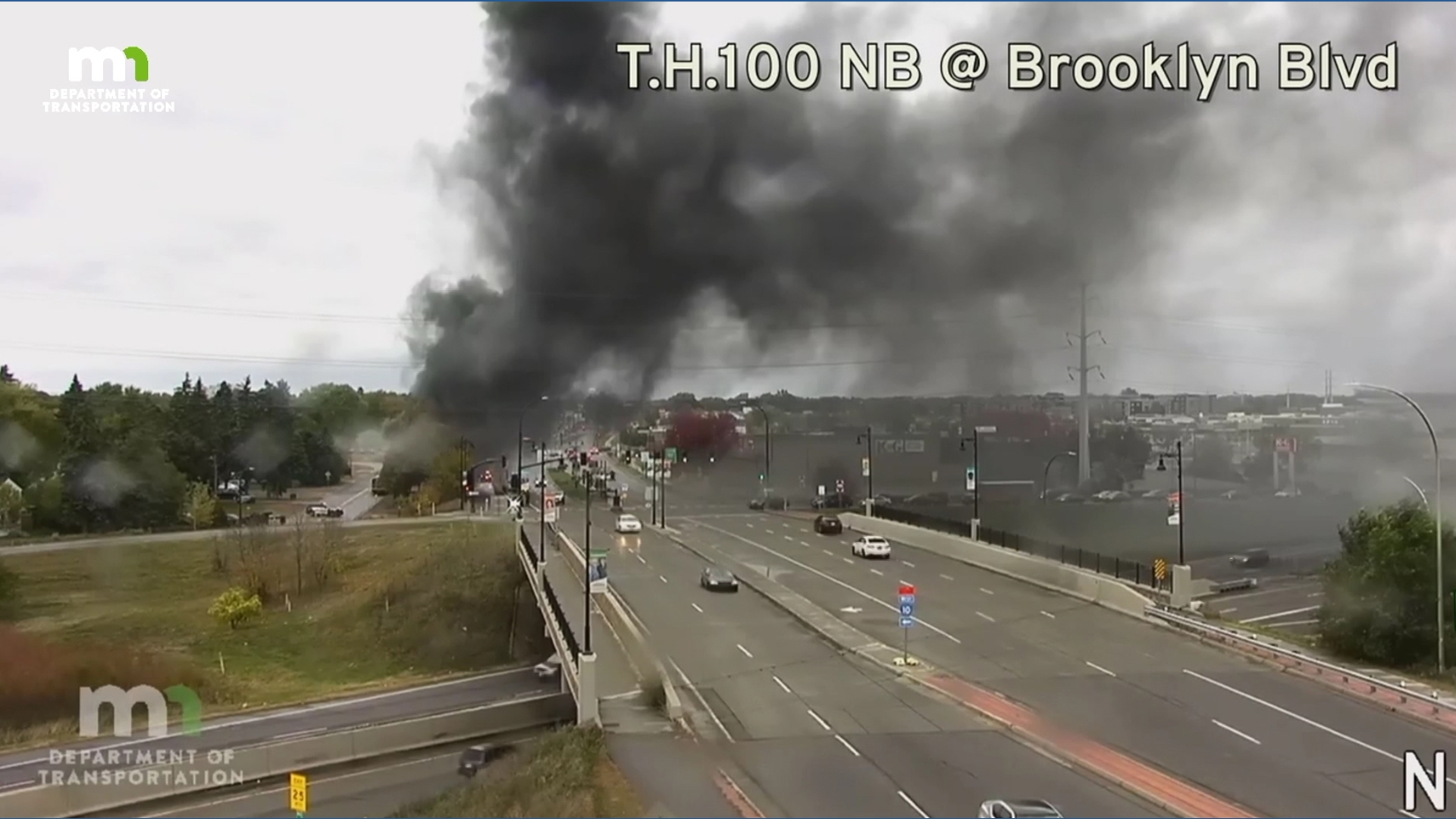 A school bus fire sent plumes of black smoke into the air across a portion of Brooklyn Center.