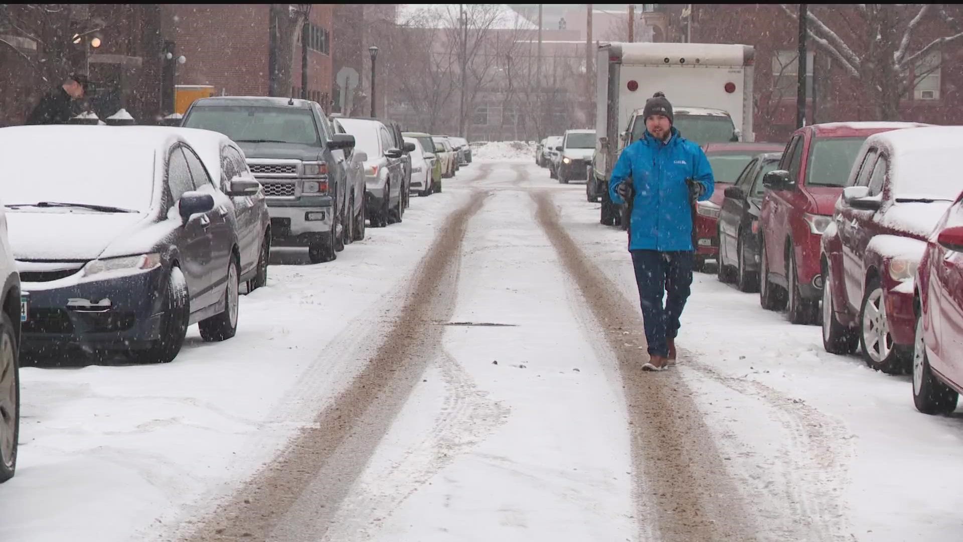Officials announced that parking on non-snow emergency routes in Minneapolis will be one-sided beginning Thursday at 9 p.m. due to snow-narrowed streets.