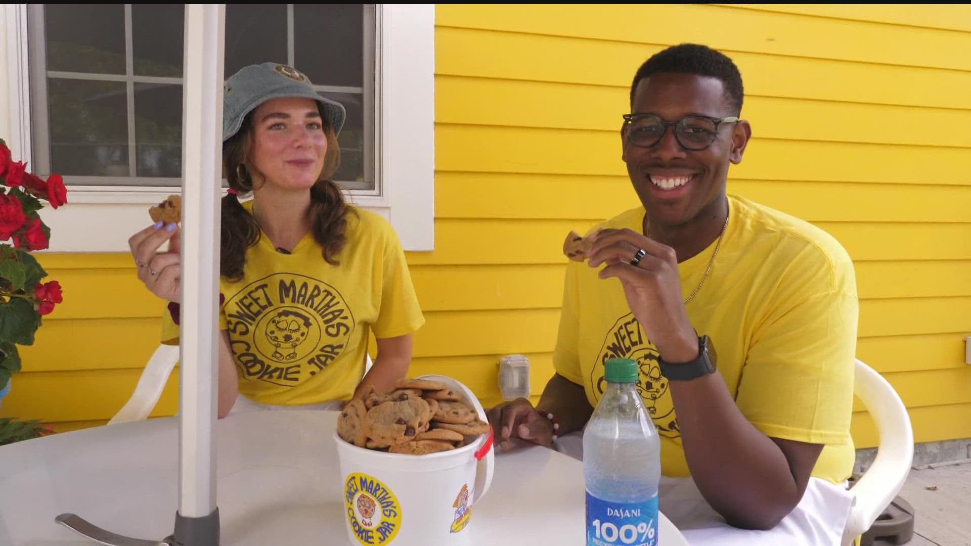 KARE 11 Sports Director Reggie Wilson spent time at his first Minnesota State Fair working with the staff at Sweet Martha's Cookies.