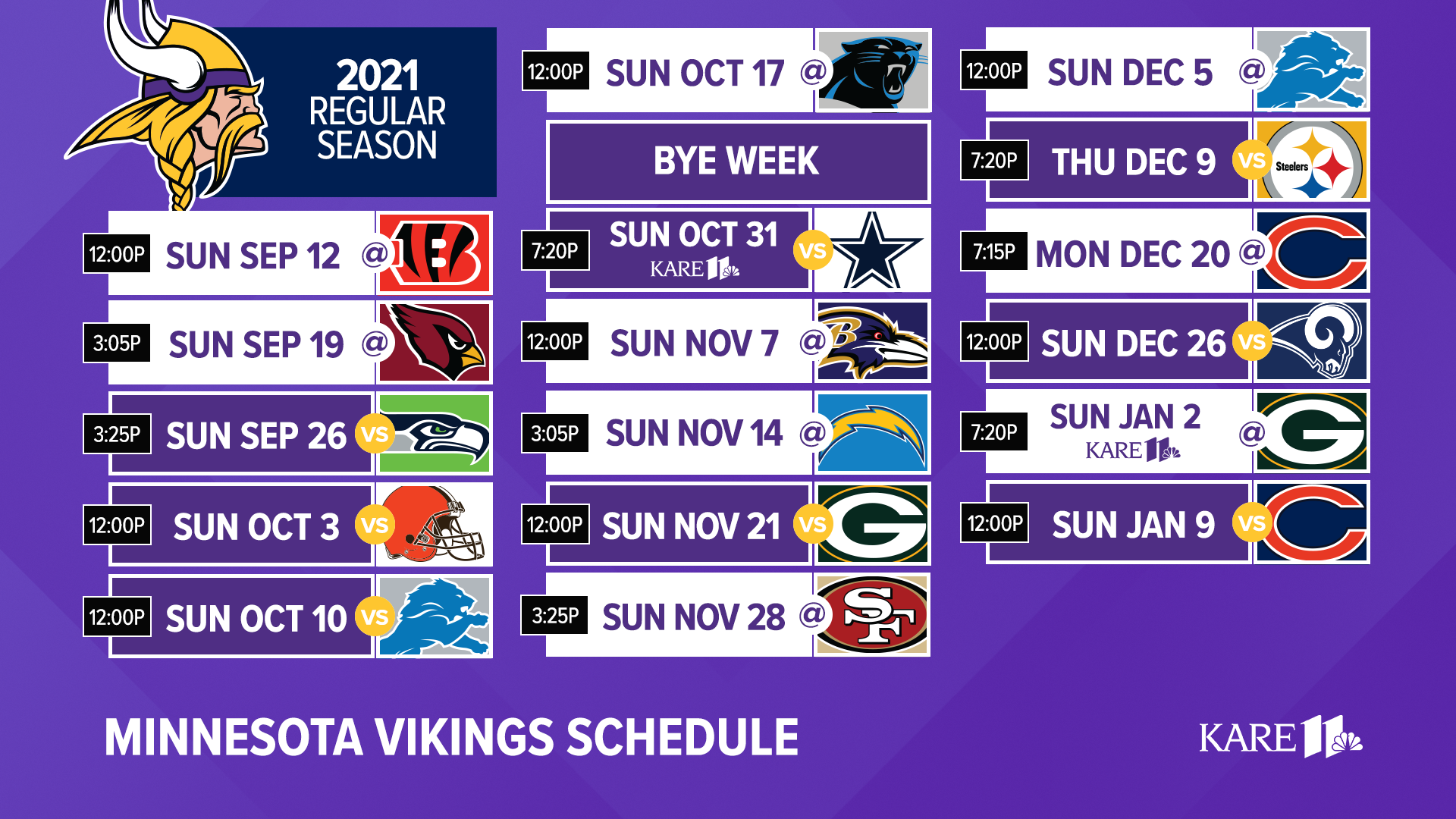 Vikings Printable Schedule - Customize and Print