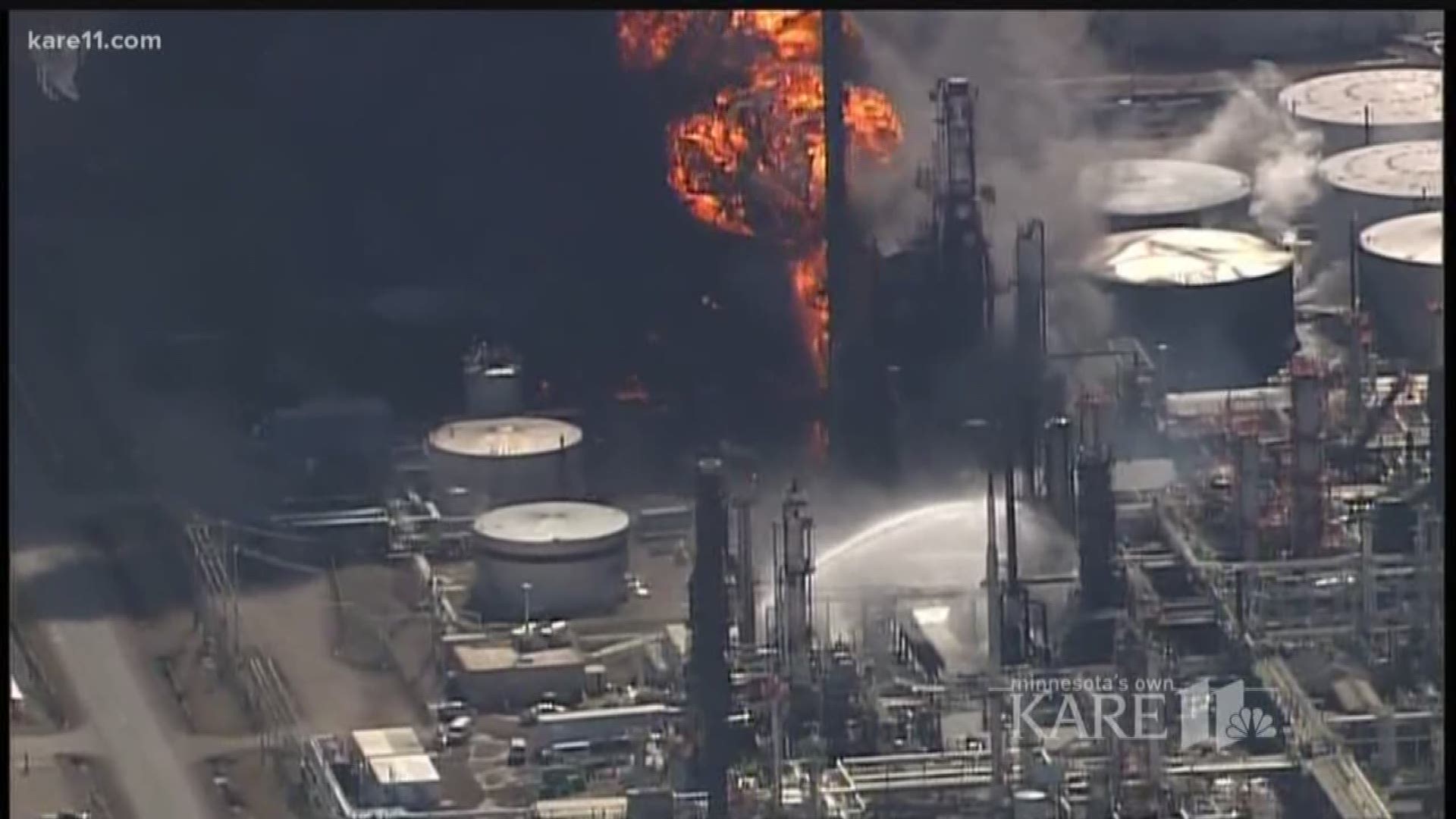 Oil refinery explosion in Superior, Wisconsin 10 p.m. 4-26-18