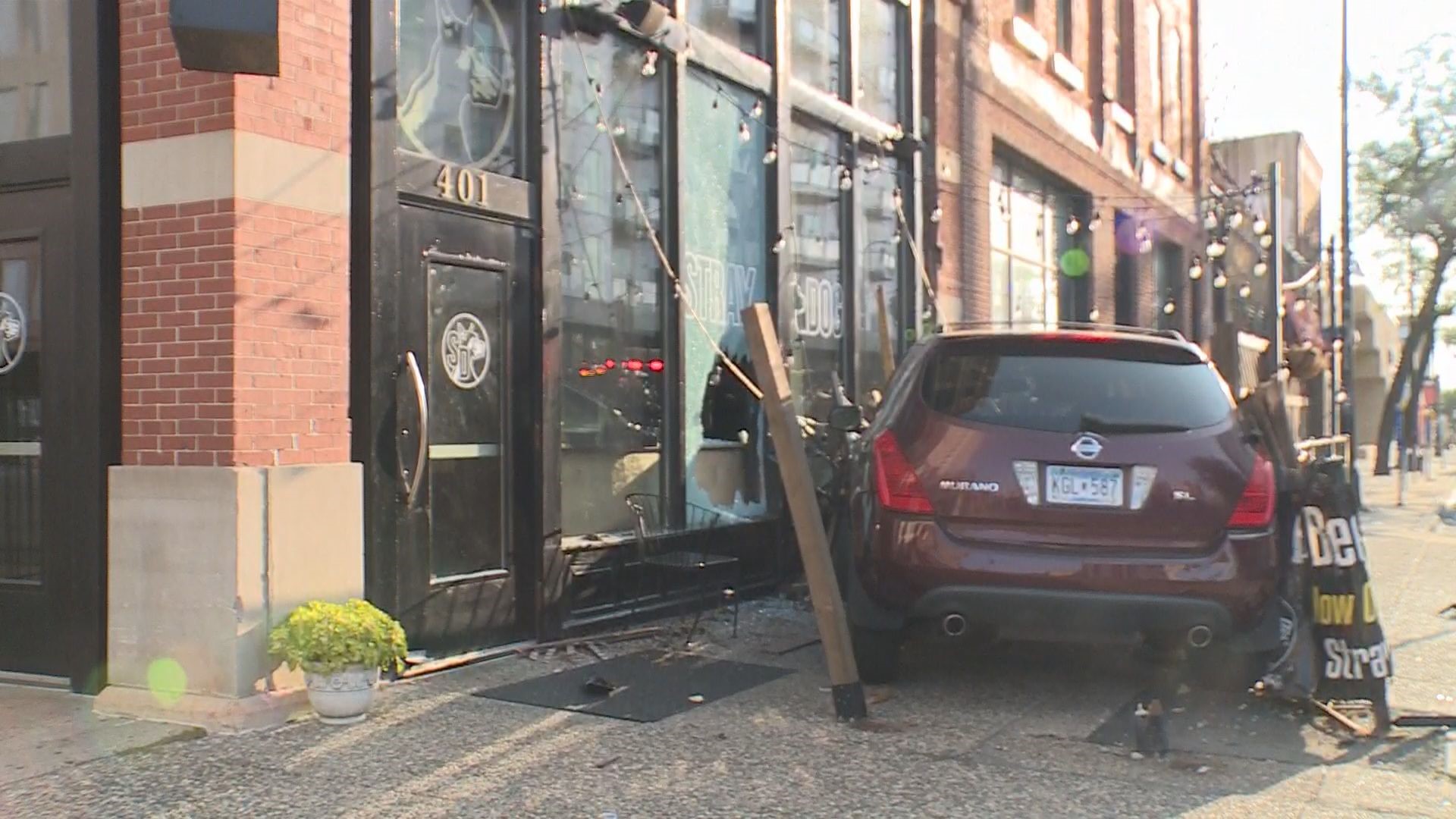 A northeast Minneapolis bar-restaurant has some repairs to do after an SUV crashed through a front window Monday morning.