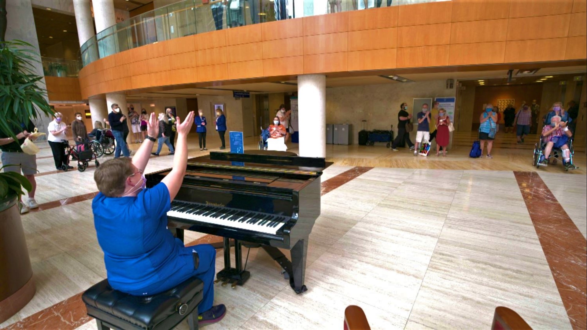 Nurse Genaida Benson has made a Mayo Clinic atrium her concert hall.