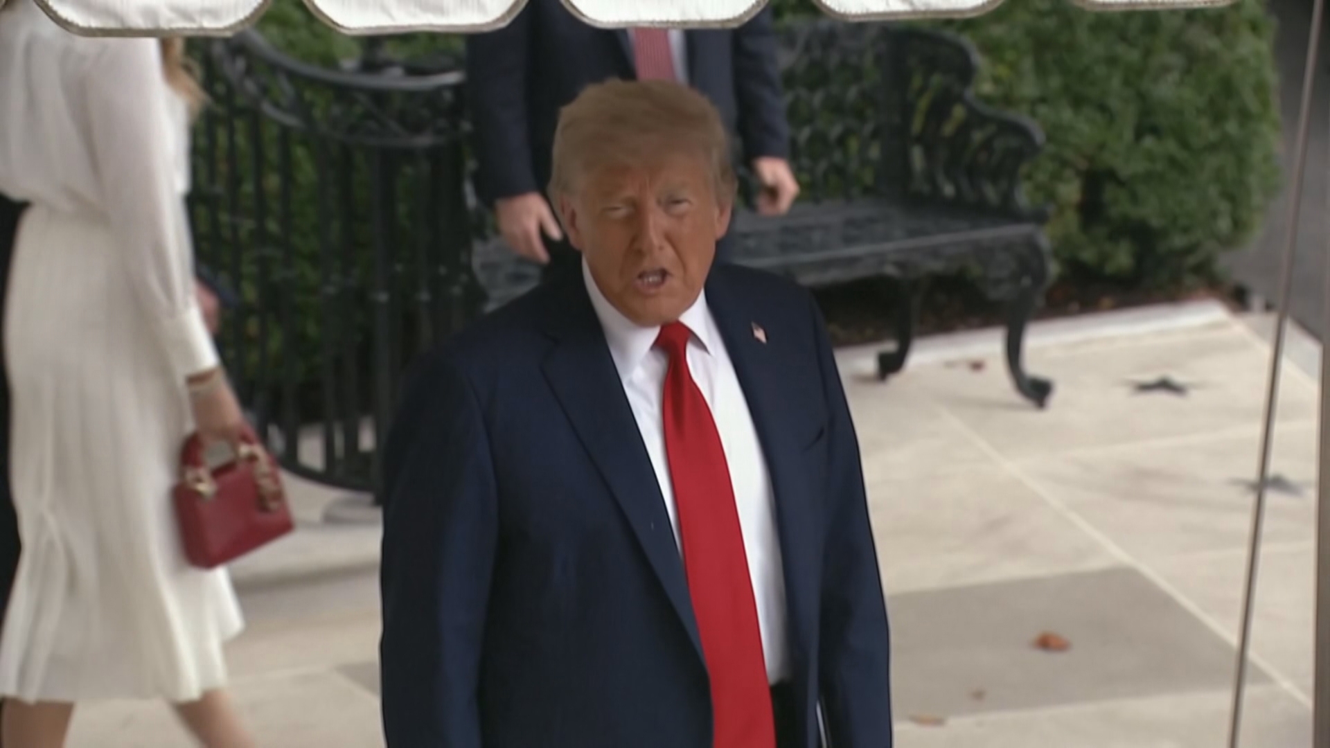 The president made a few short comments while leaving the White House on Sunday.