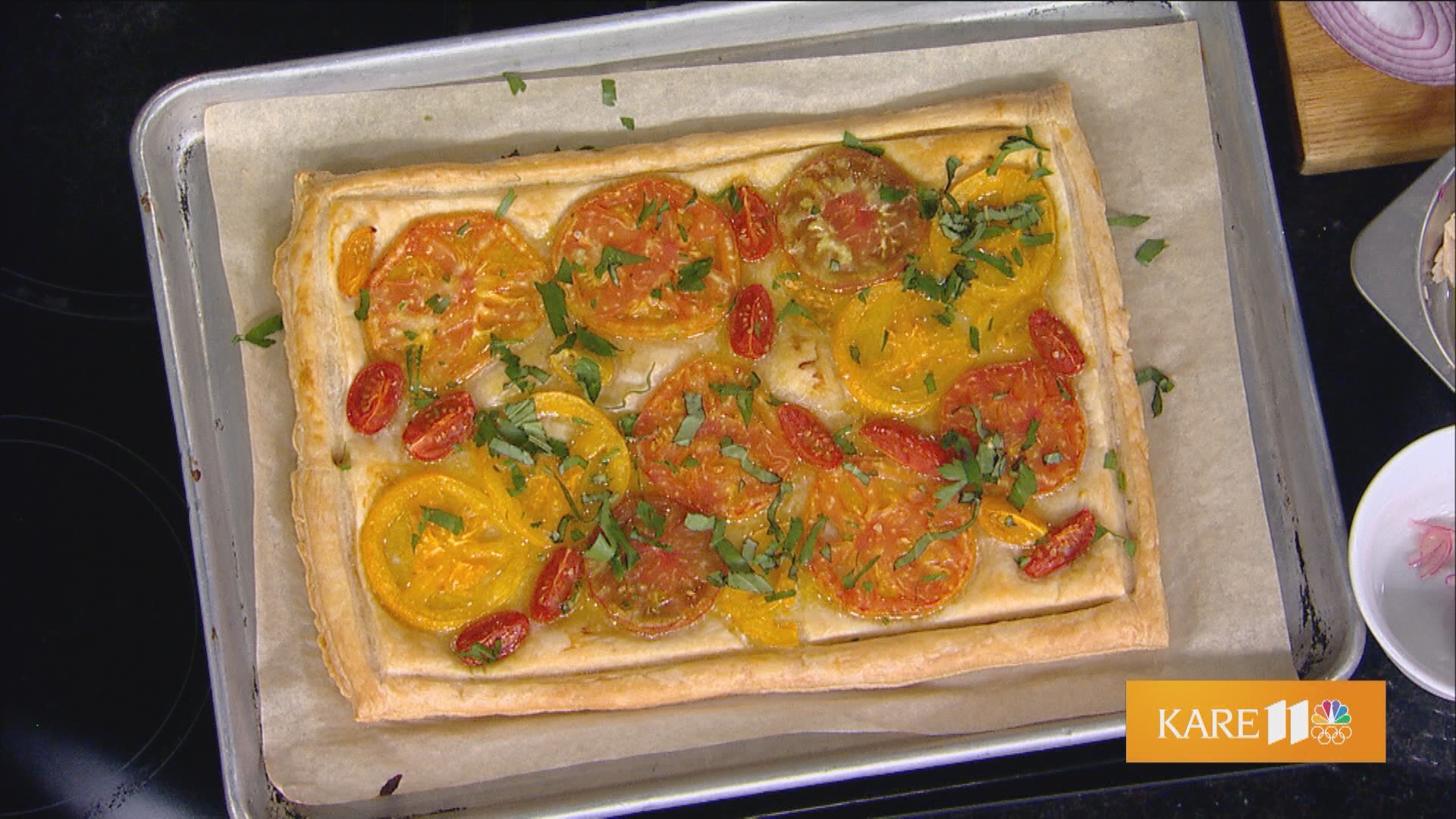 Karl Benson stopped by KARE 11 Saturday to demonstrate a Tomato Tarte and other French food.