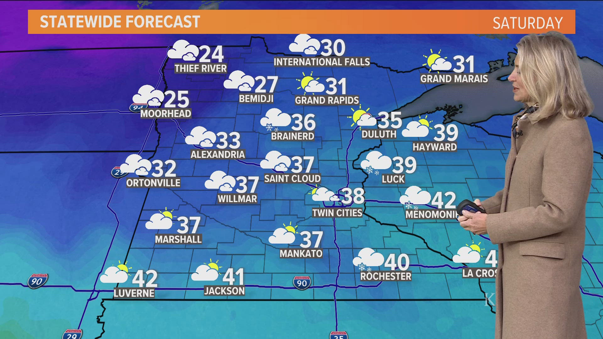 Clouds continue tonight through Sunday with a few isolated showers Sunday night through Monday. Colder air moves in as we move toward Thanksgiving.