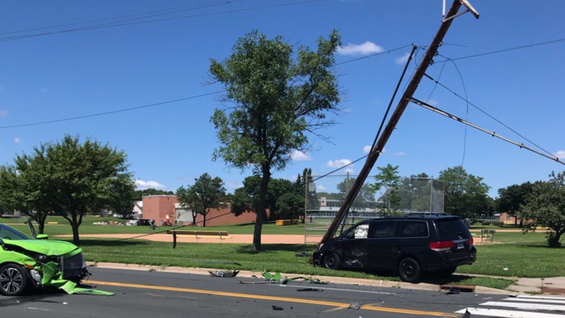 Power pole struck by car in Bloomington causes power outage
