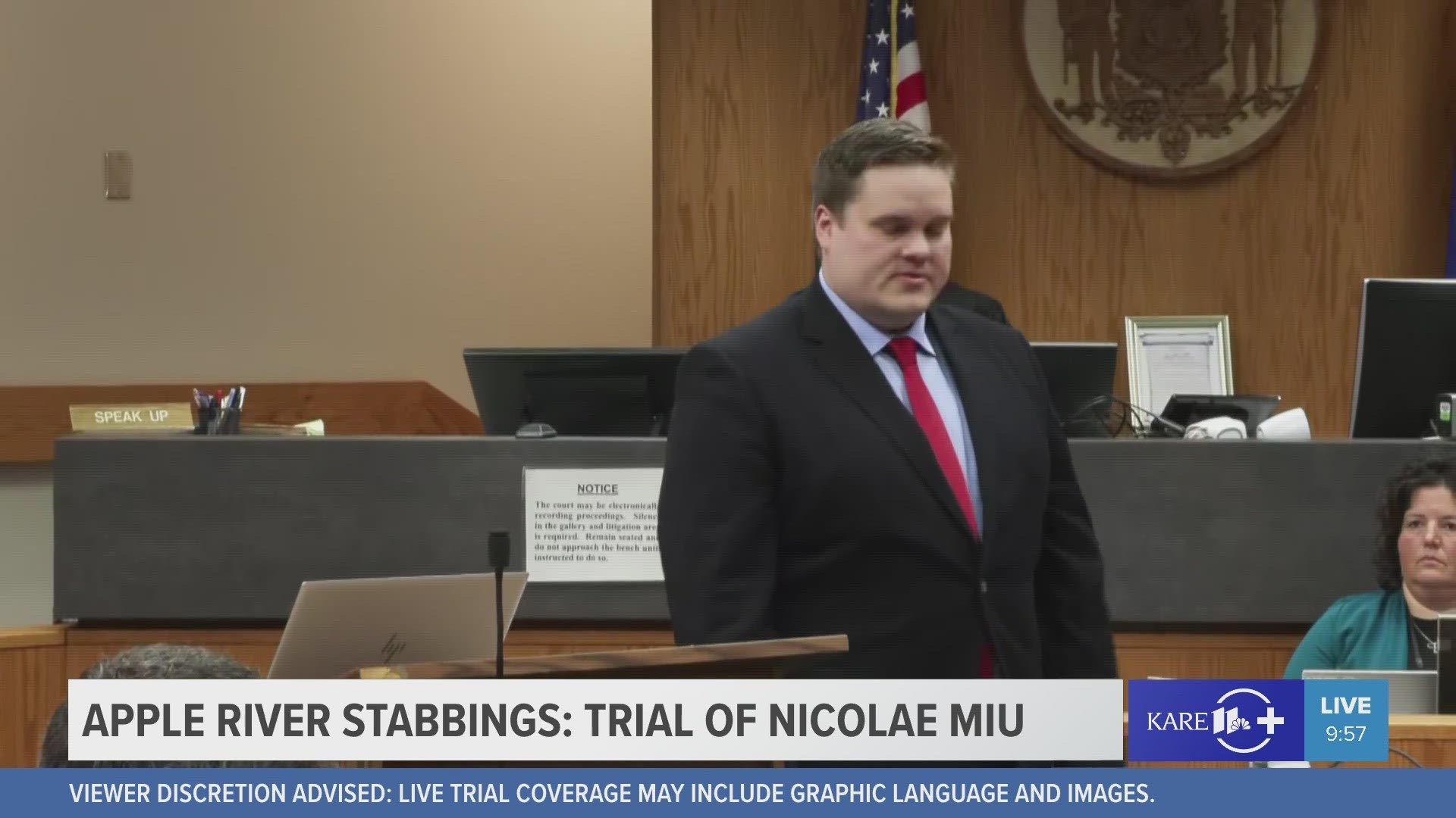 St. Croix County District Attorney Karl Anderson delivers the prosecution's closing argument in the homicide trail of Nicolae Miu.