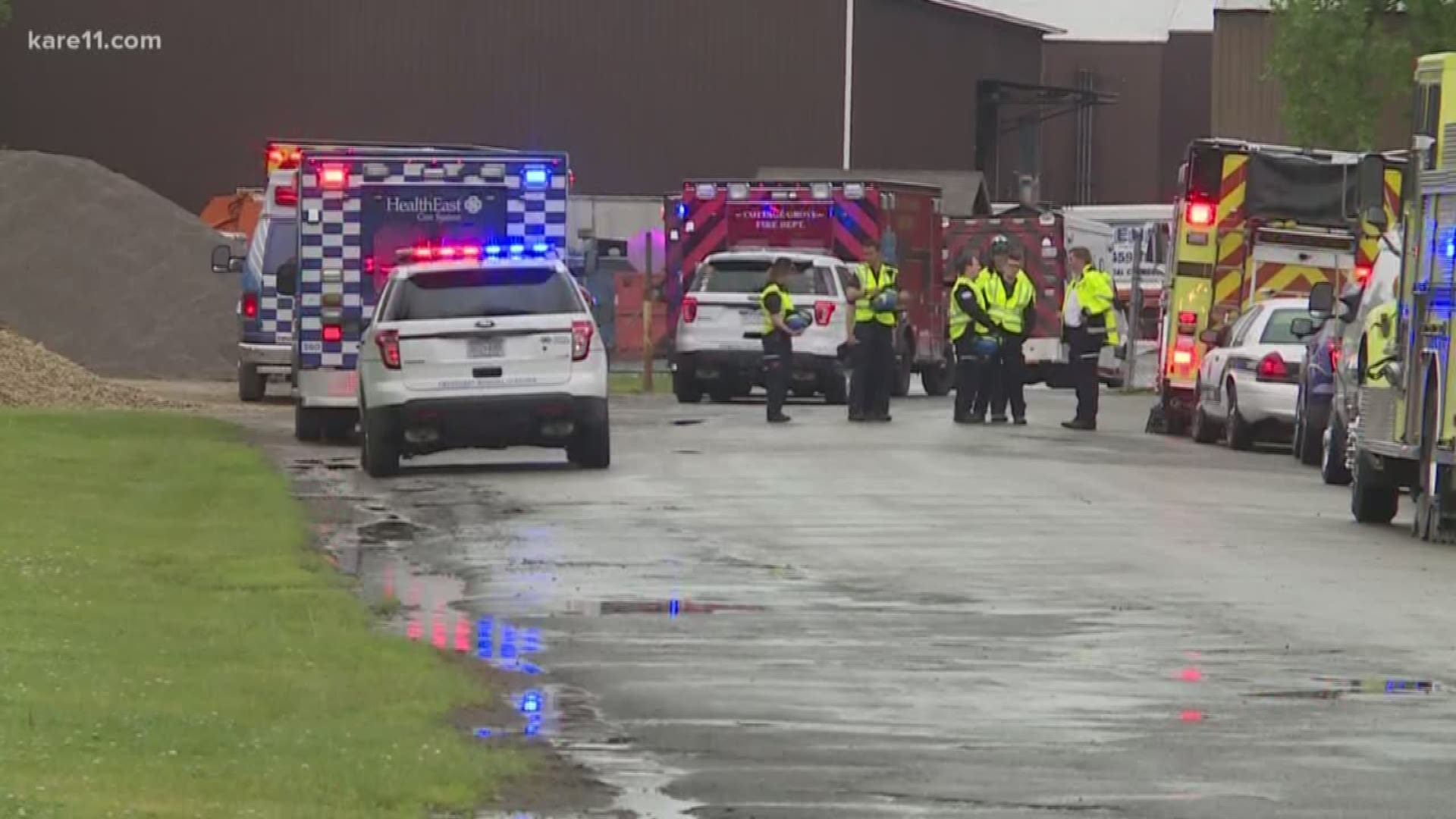 police say a chemical spill that had dozens of workers feeling sick may have been caused by a substance brought in by a garbage or recycling truck.