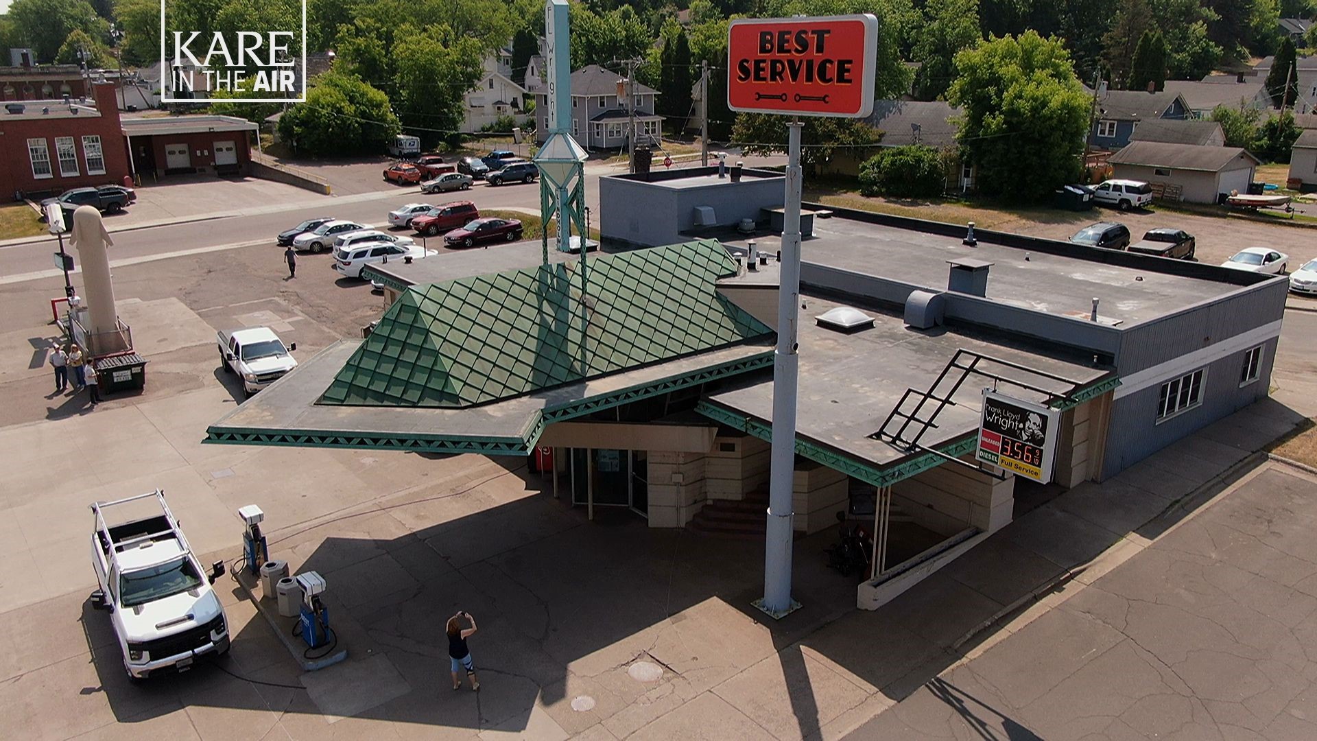 Our drone series takes us to Cloquet, where the esteemed architect put his talents to use designing a fill-up spot with flair.