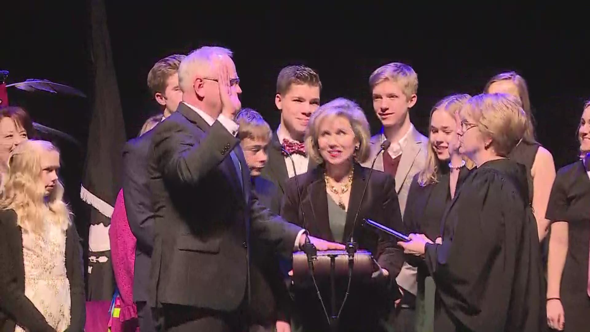 Tim Walz was sworn in as Minnesota's 41st governor on Monday. To those who didn't vote for him, he said, "I'll work hard to earn your trust and be your governor, too." https://kare11.tv/2Rzv6Bl