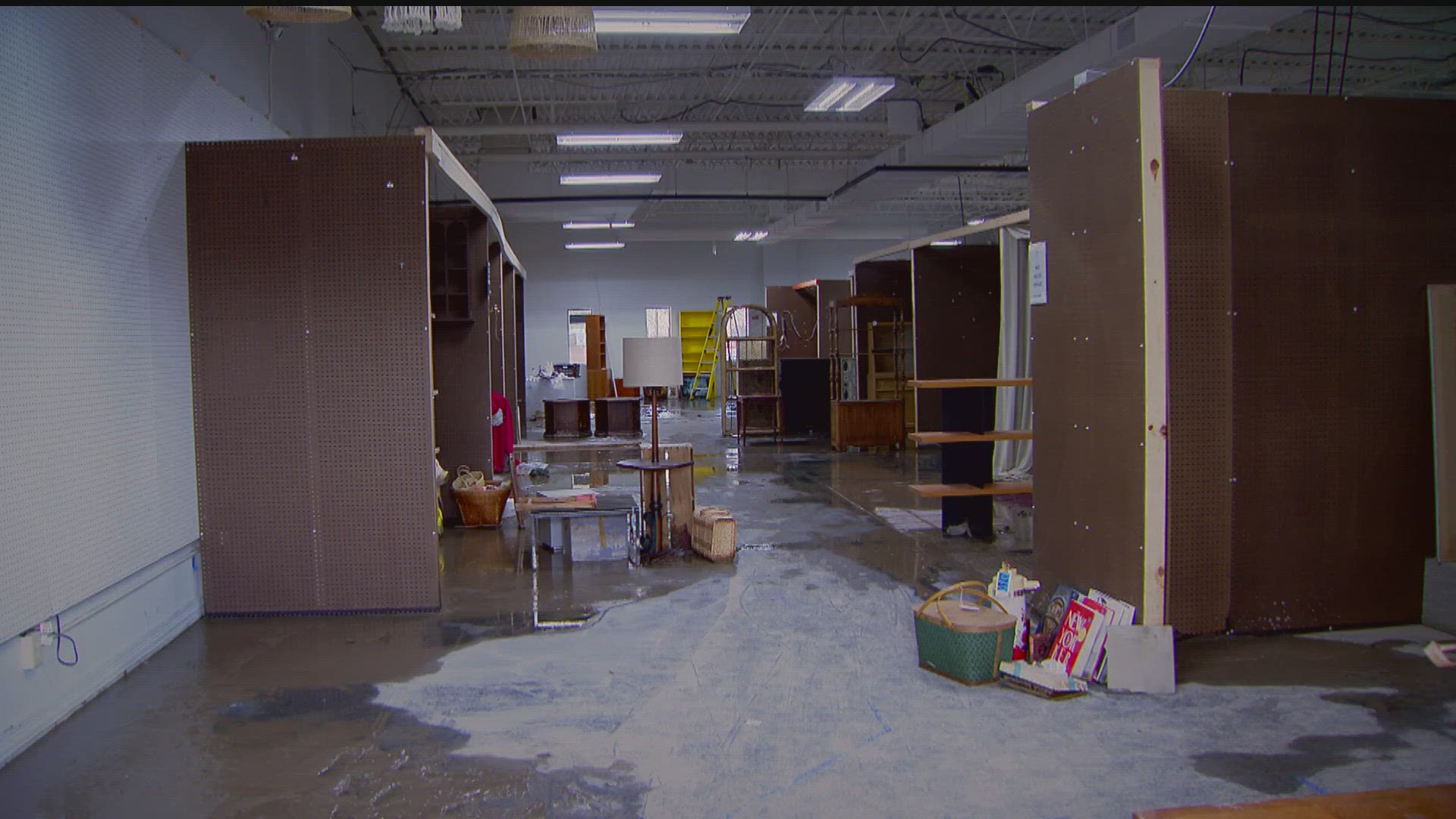 A water main break early Friday morning caused flooding throughout the entire 18,000-square-foot space, which was home to more than 40 small businesses.