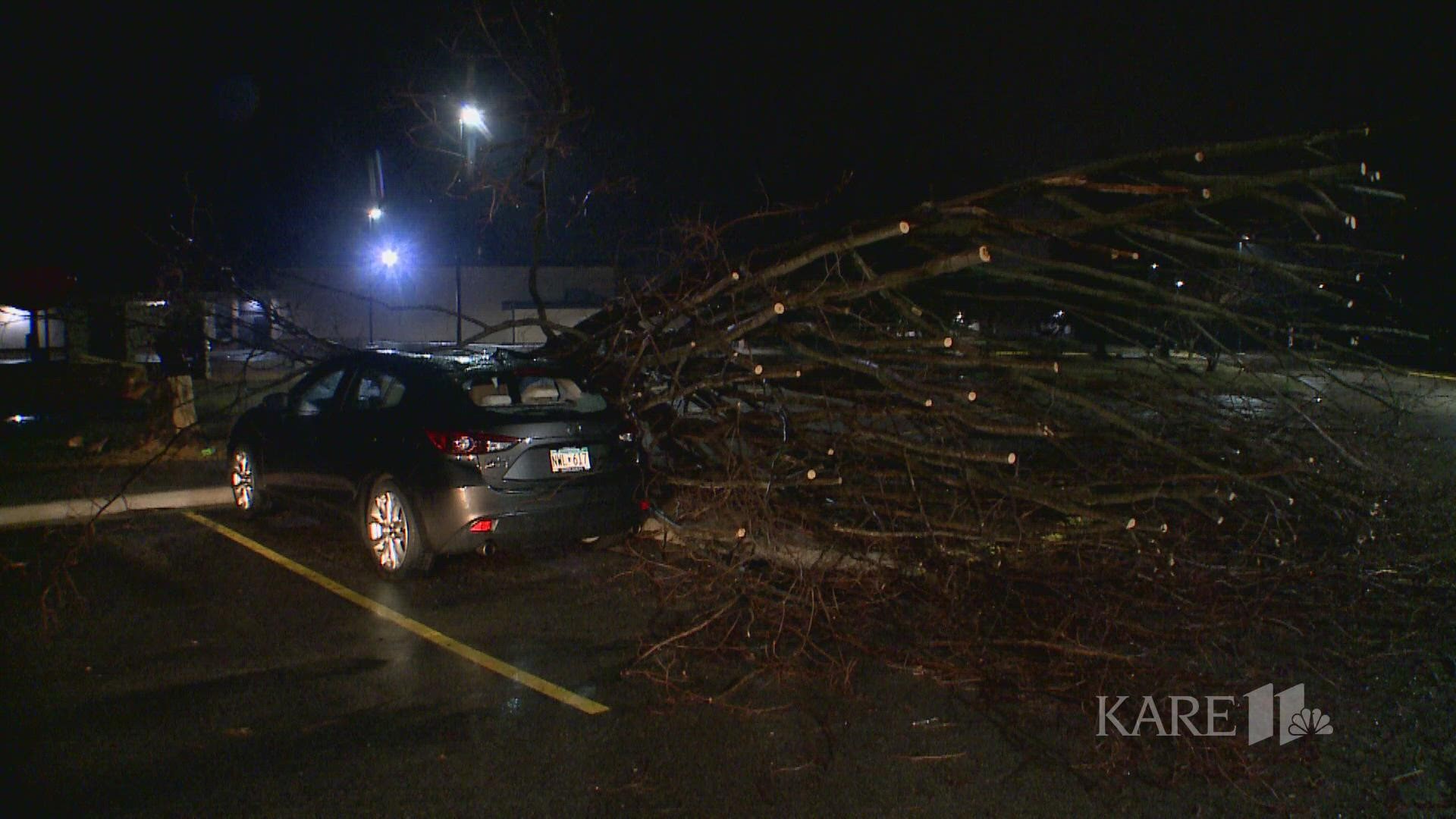KARE 11 crews captured some of the storm damage left behind in Faribault, Minnesota after severe storms pushed through the area Tuesday night.