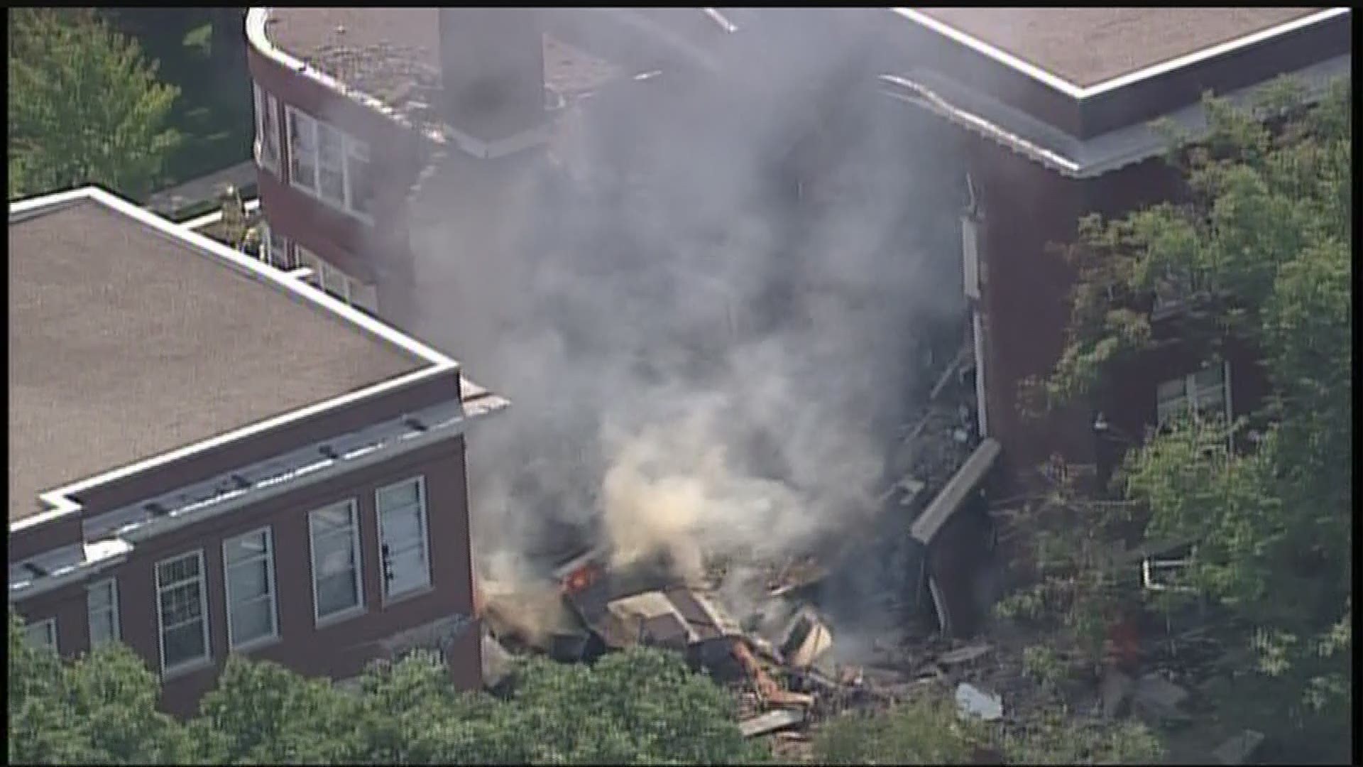 AERIAL VIDEO of building collapse at Minnehaha Academy upper campus in Mpls.