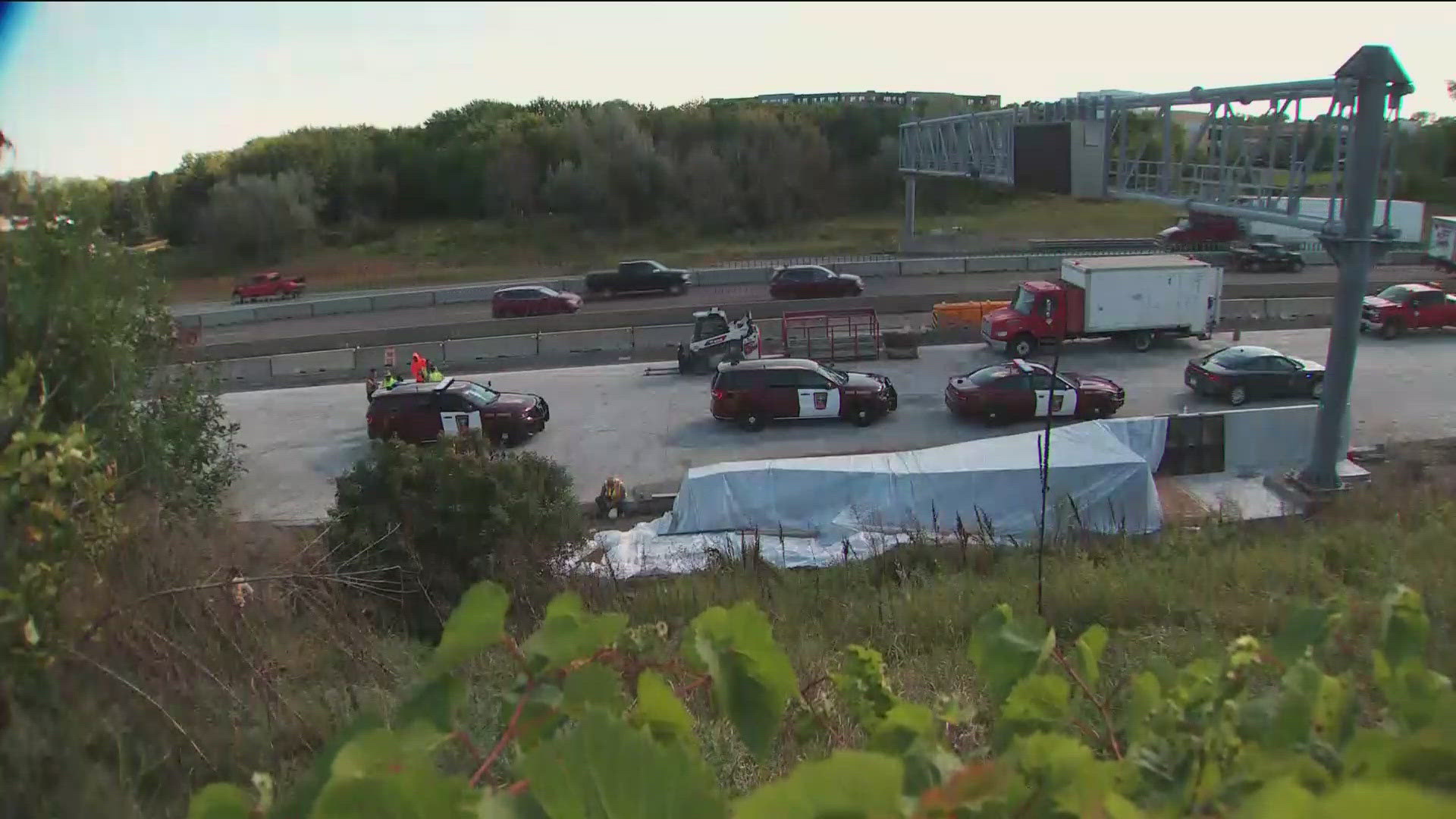 The State Patrol says an employee of a contractor working on the project at I-35W and Highway 13 in Burnsville was fatally struck by a construction vehicle. 