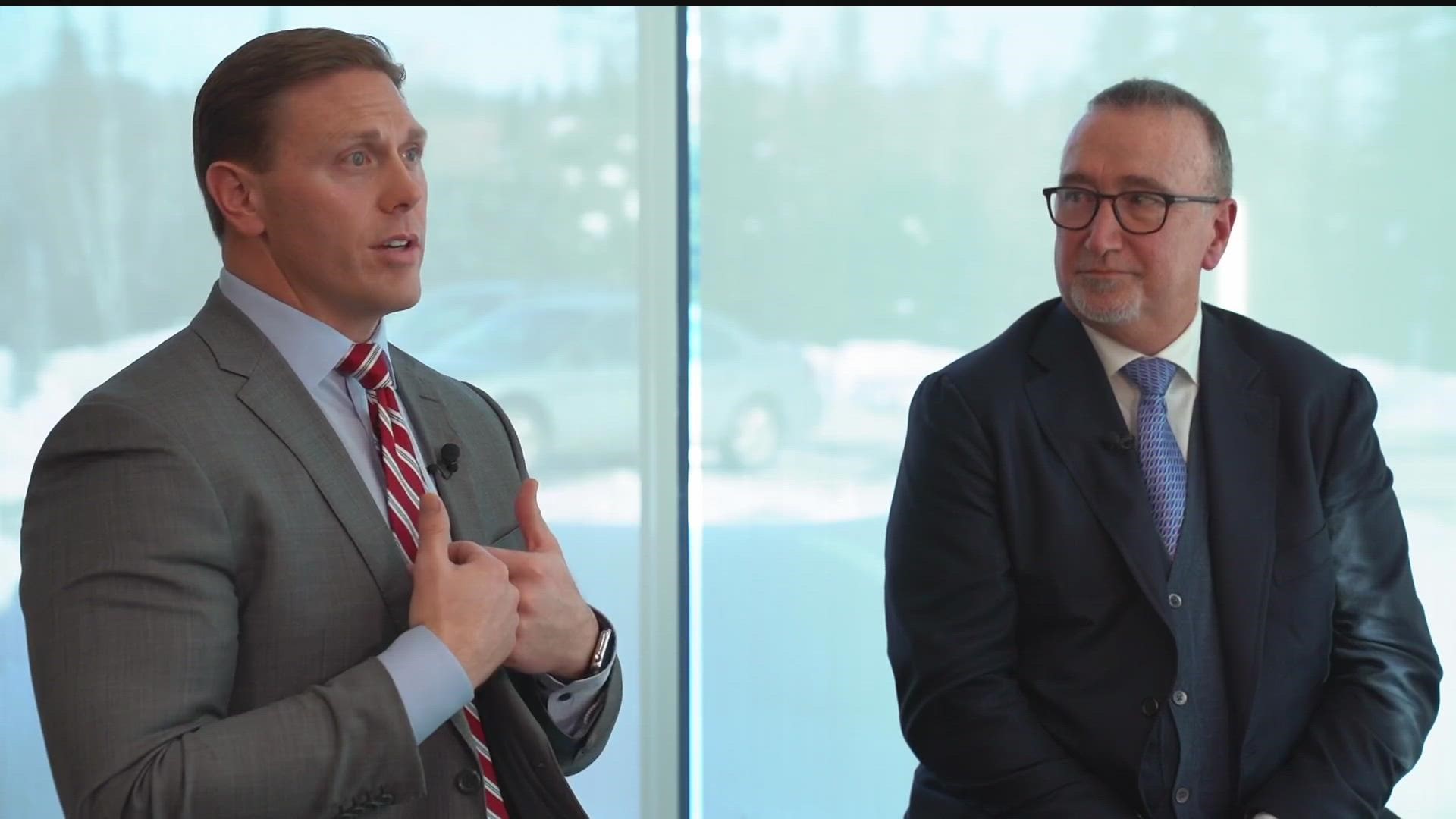 Sanford CEO Bill Gassen and Fairview CEO James Hereford spoke to KARE 11 reporter Kent Erdahl about the health care companies' impending merger.