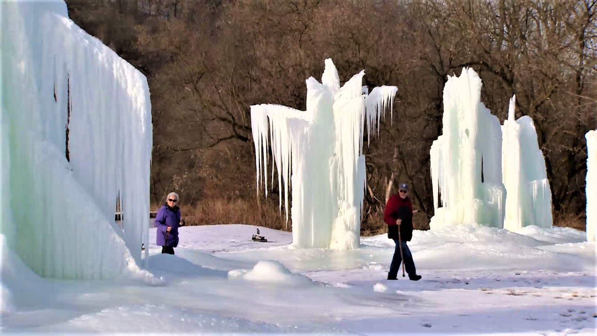 Roger Nelson has created more than 30 ice sculptures - with an assist from Mother Nature