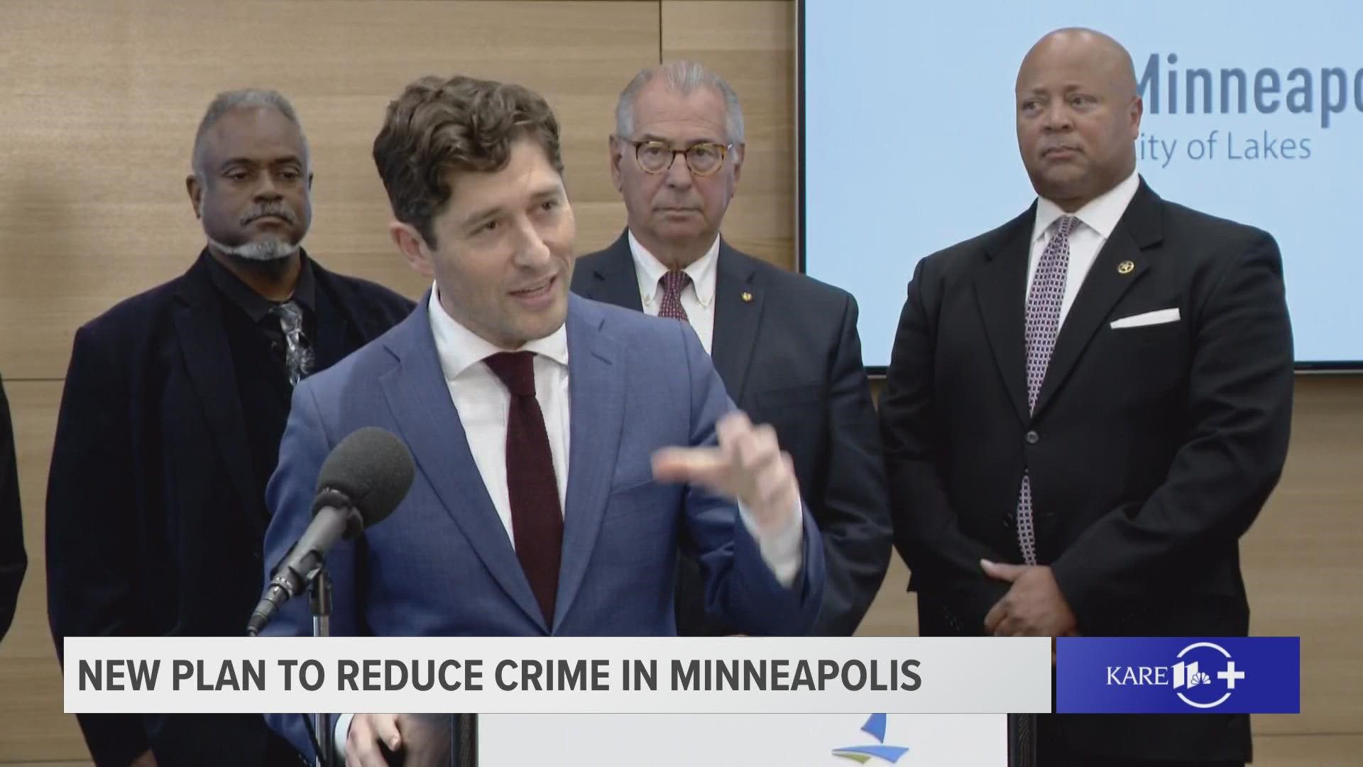 Minneapolis Mayor Jacob Frey and other city leaders announce a new plan to reduce crime in the city called "Operation Endeavour."