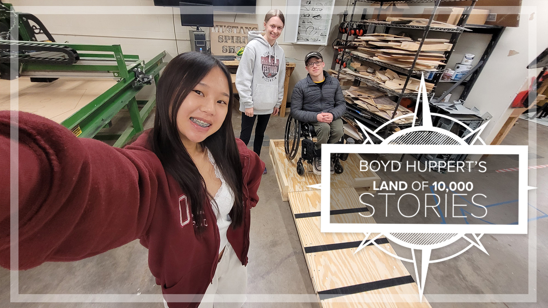 Mounds View High School seniors Izzy Goldenstein and Pretti Tsao wanted to help Ian Fallgatter reach the tools in the school shop.