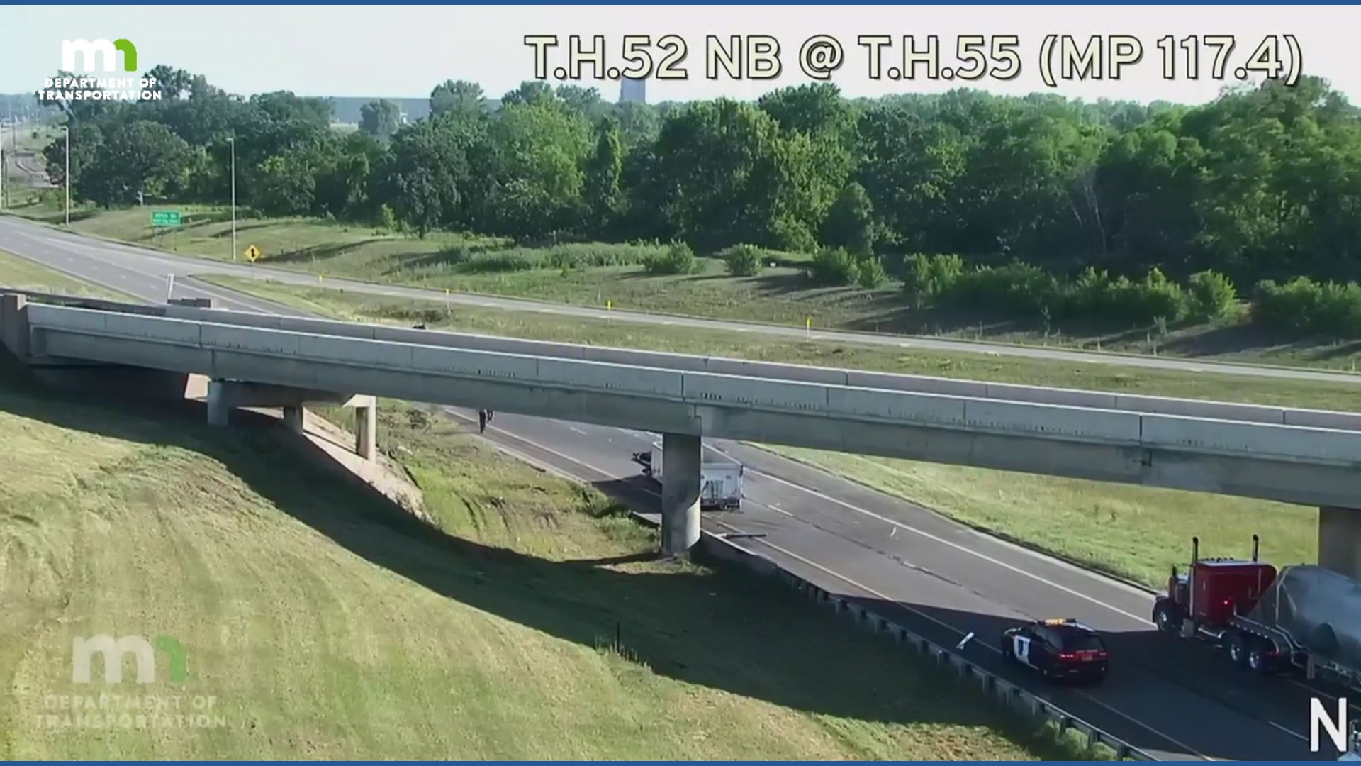 Semi rollover shuts down Highway 52 in Rosemount | kare11.com
