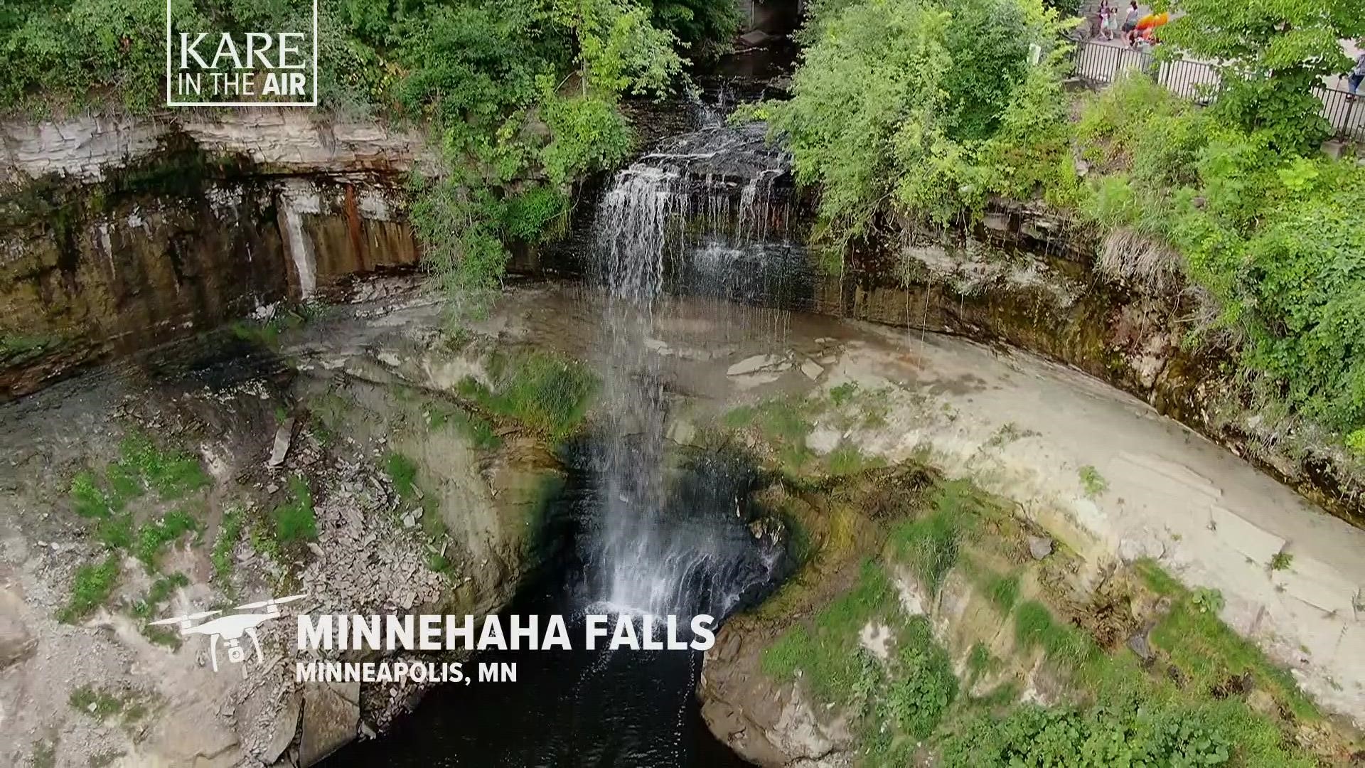 The latest installment of our ongoing drone series takes us over the famous Minneapolis waterfall, which has a different look due to the ongoing drought.
