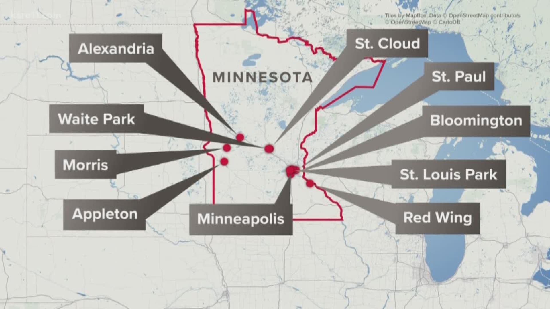 The nationwide wave of bomb threats targeted at least 10 cities in Minnesota.