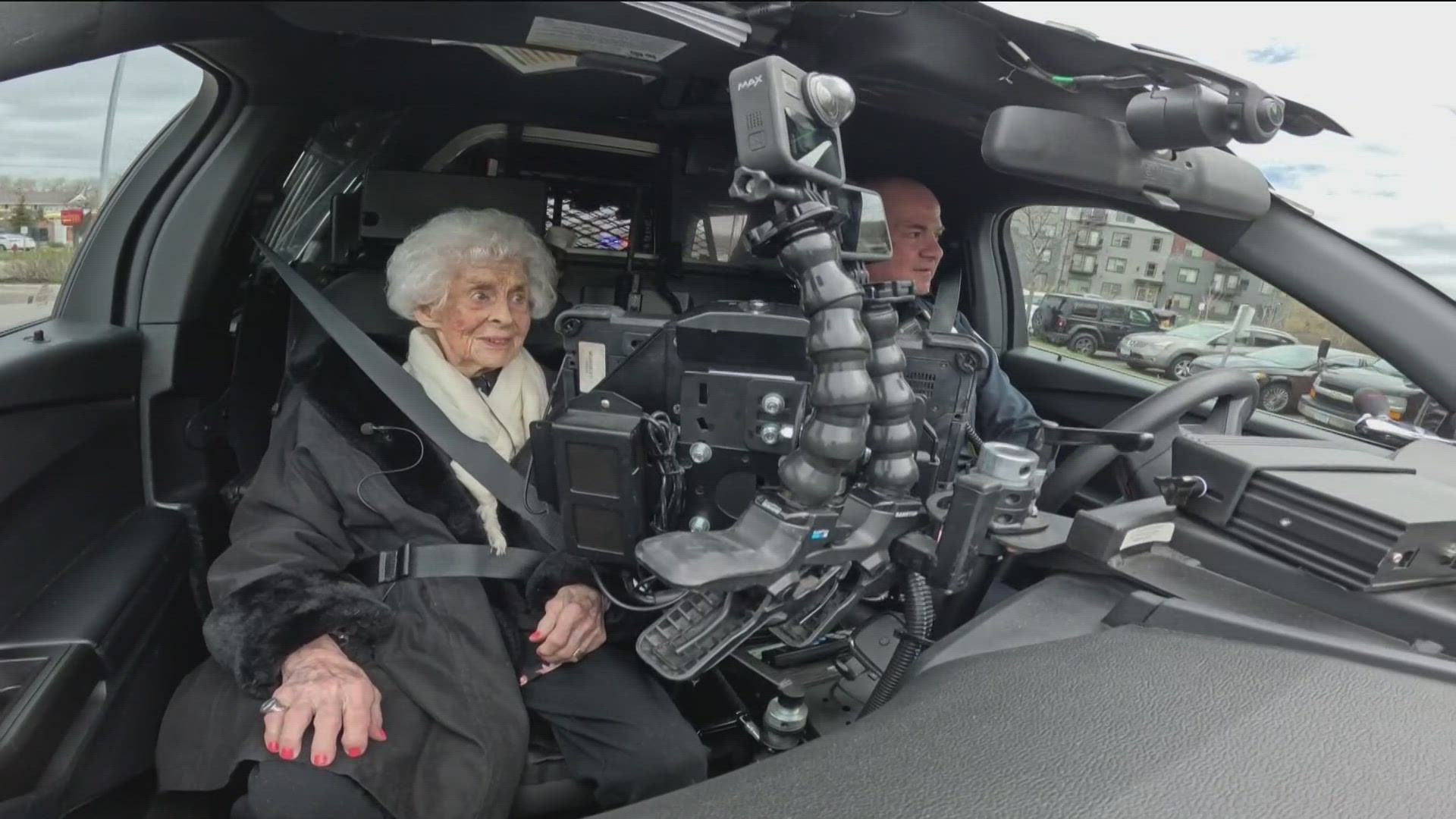 Hootie Wakefield got her 105th birthday wish fulfilled by going for a ride along — and ice cream — with Plymouth police.