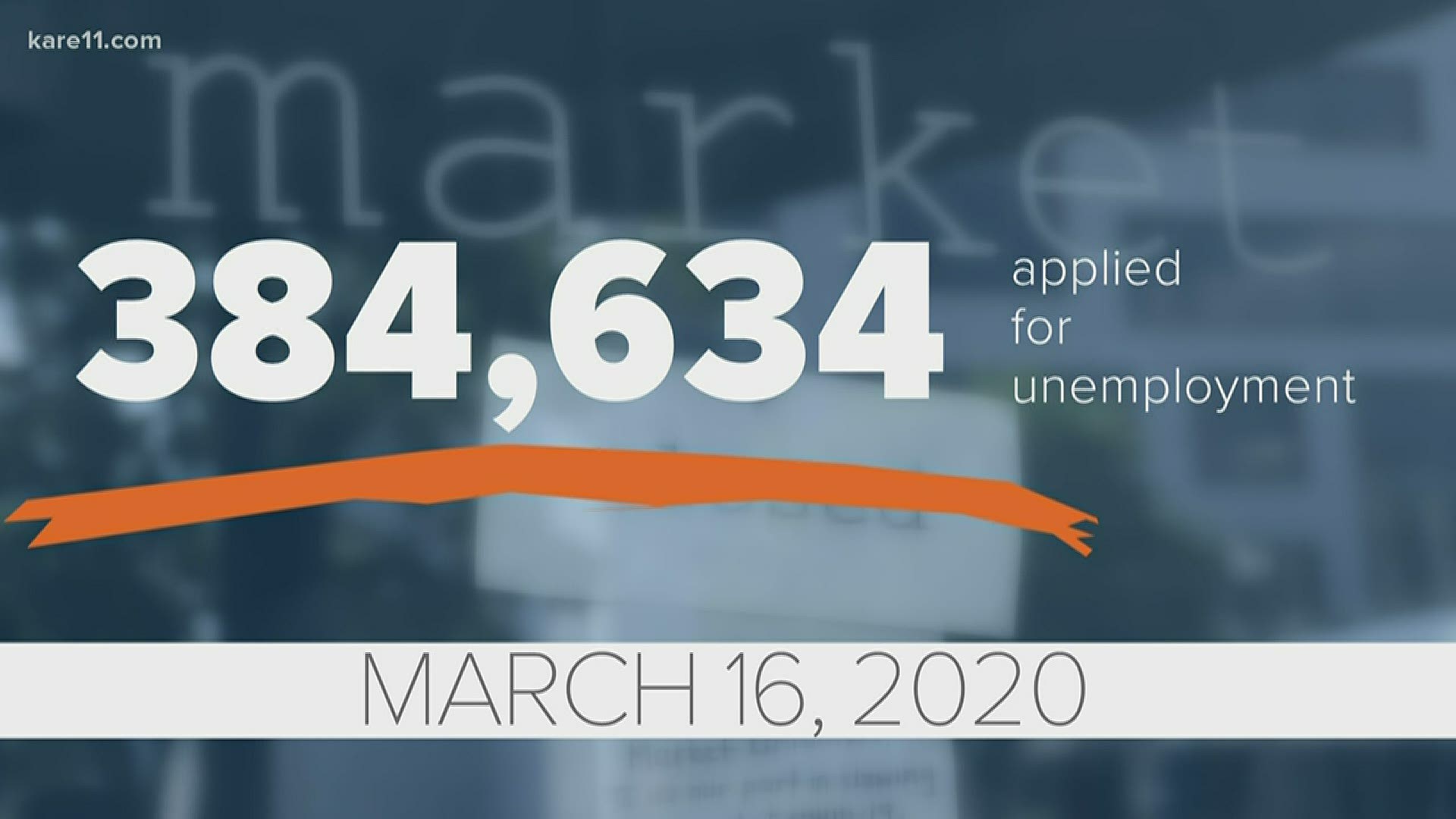 Since March 16, 384,634 Minnesotans applied for unemployment insurance. That's about the number of people who applied all of last year and growing.