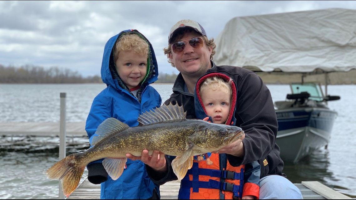 Pint-sized angler reels in huge walleye on toy pole