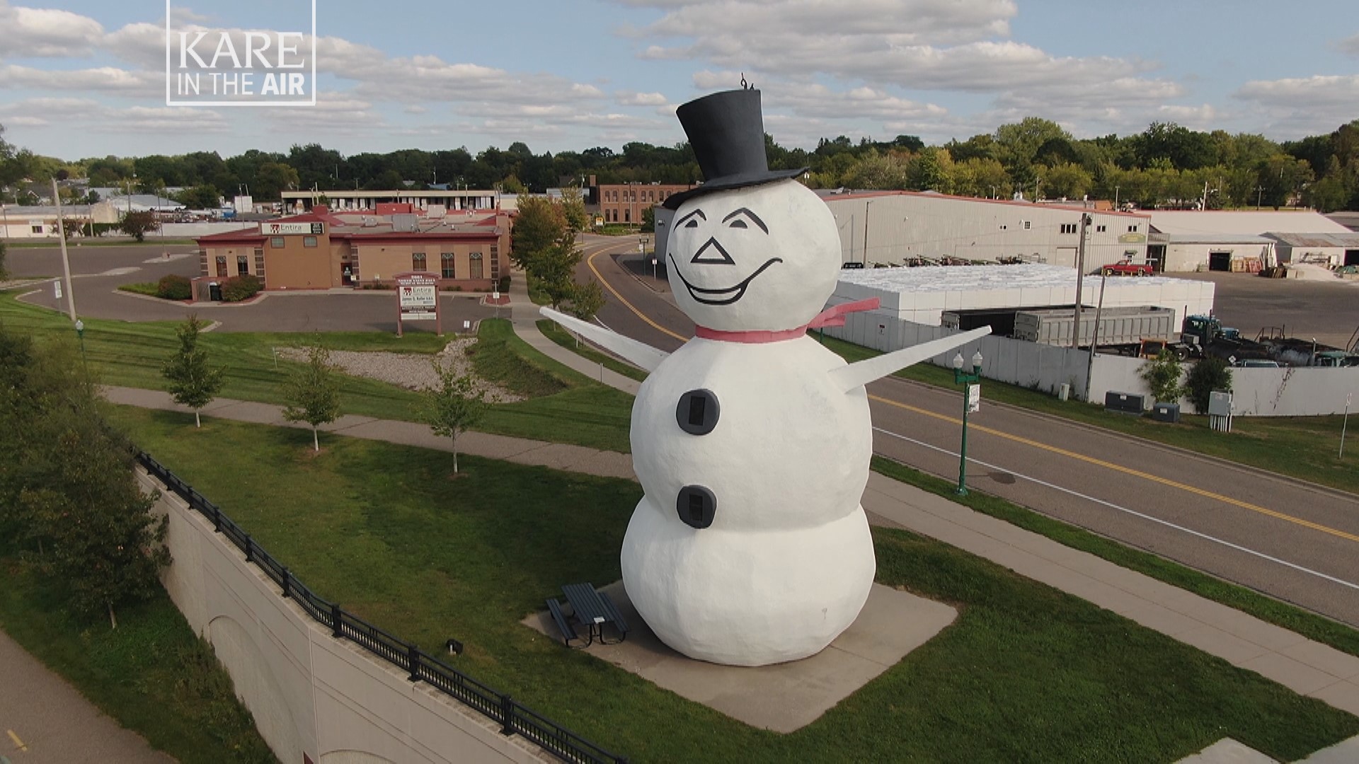 The 44-foot smiling snowman that is billed as the world's largest snowman, according to the city's website.