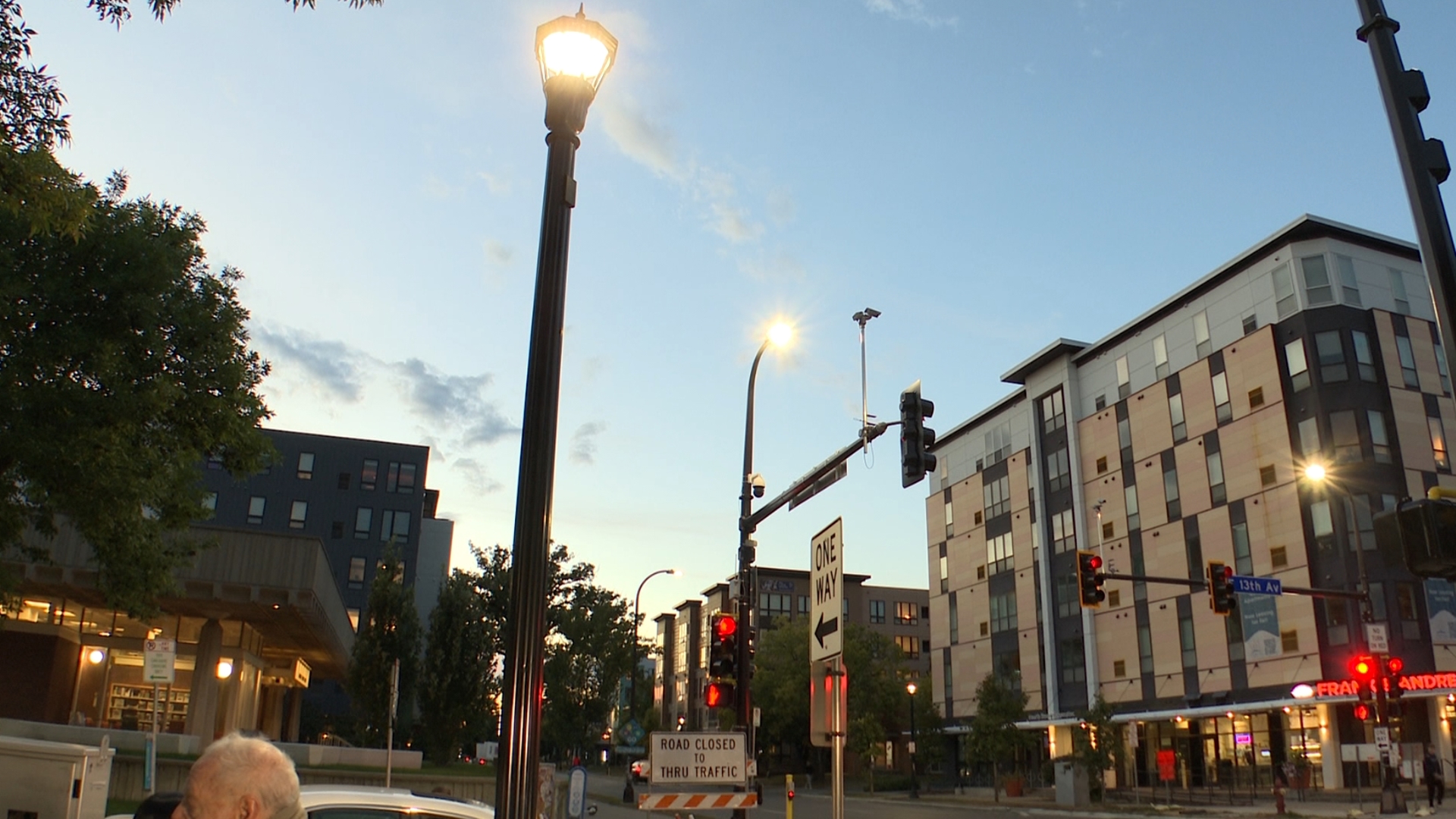 Officials activated new sidewalk lights in Dinkytown to help curb crime as part of the "Dinky After Dark" initiative.